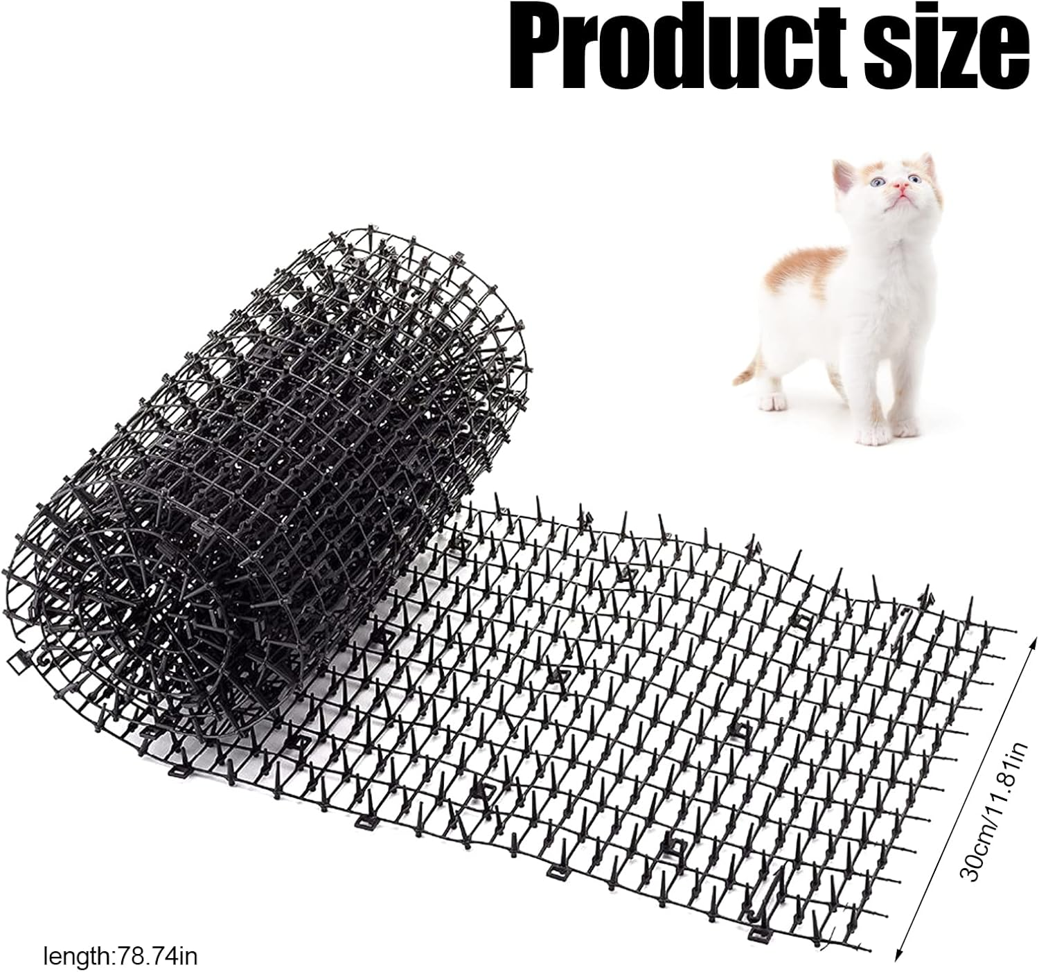 Transparent Cat Repellent Mat, 200 X 30 Cm Cat Mat with Spikes, for Peaceful Repellent of Cats and Other Animals (Black) image number 3