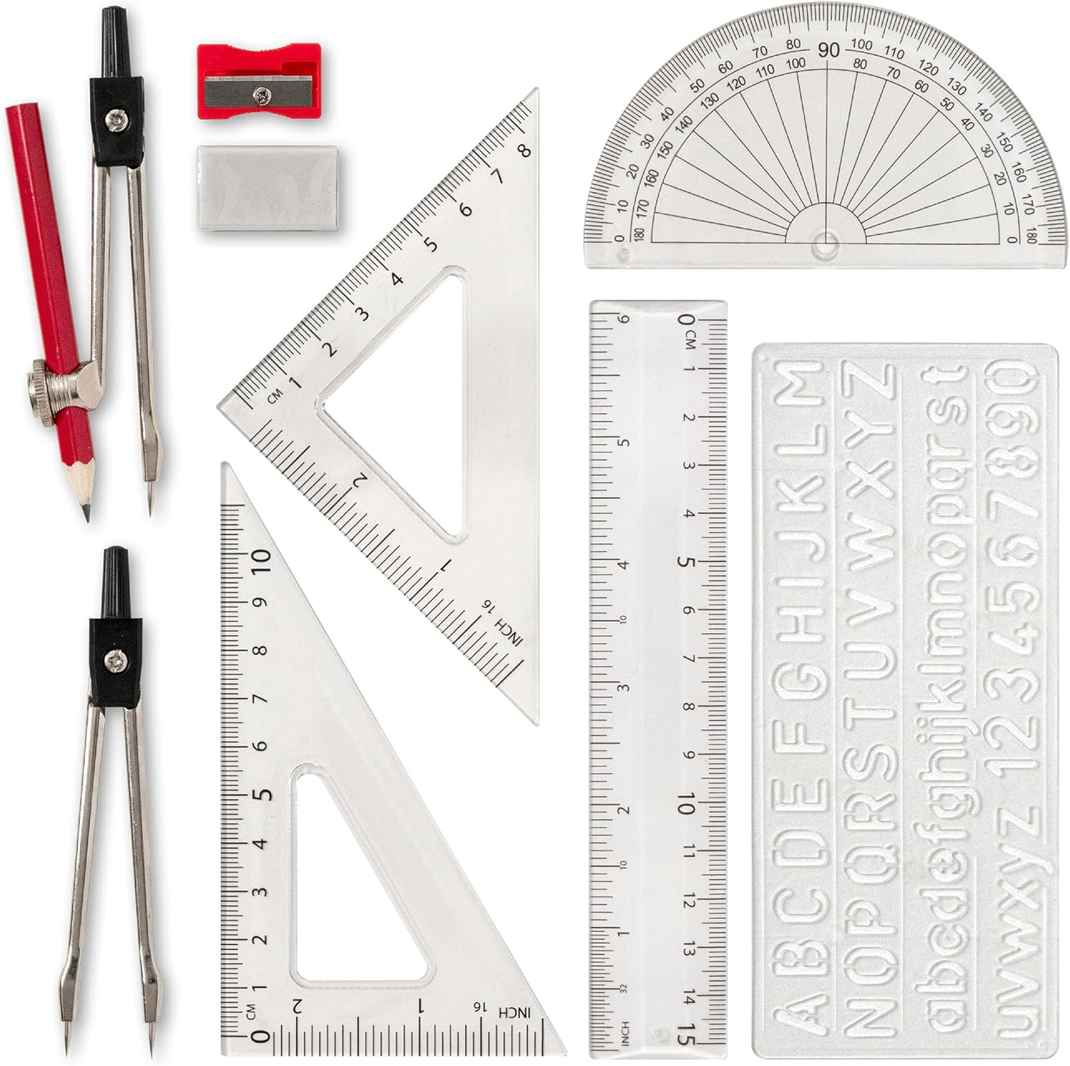 Linex, Maths Set 10 Pieces in Tin Case, Geometry Set for School Student image number 1