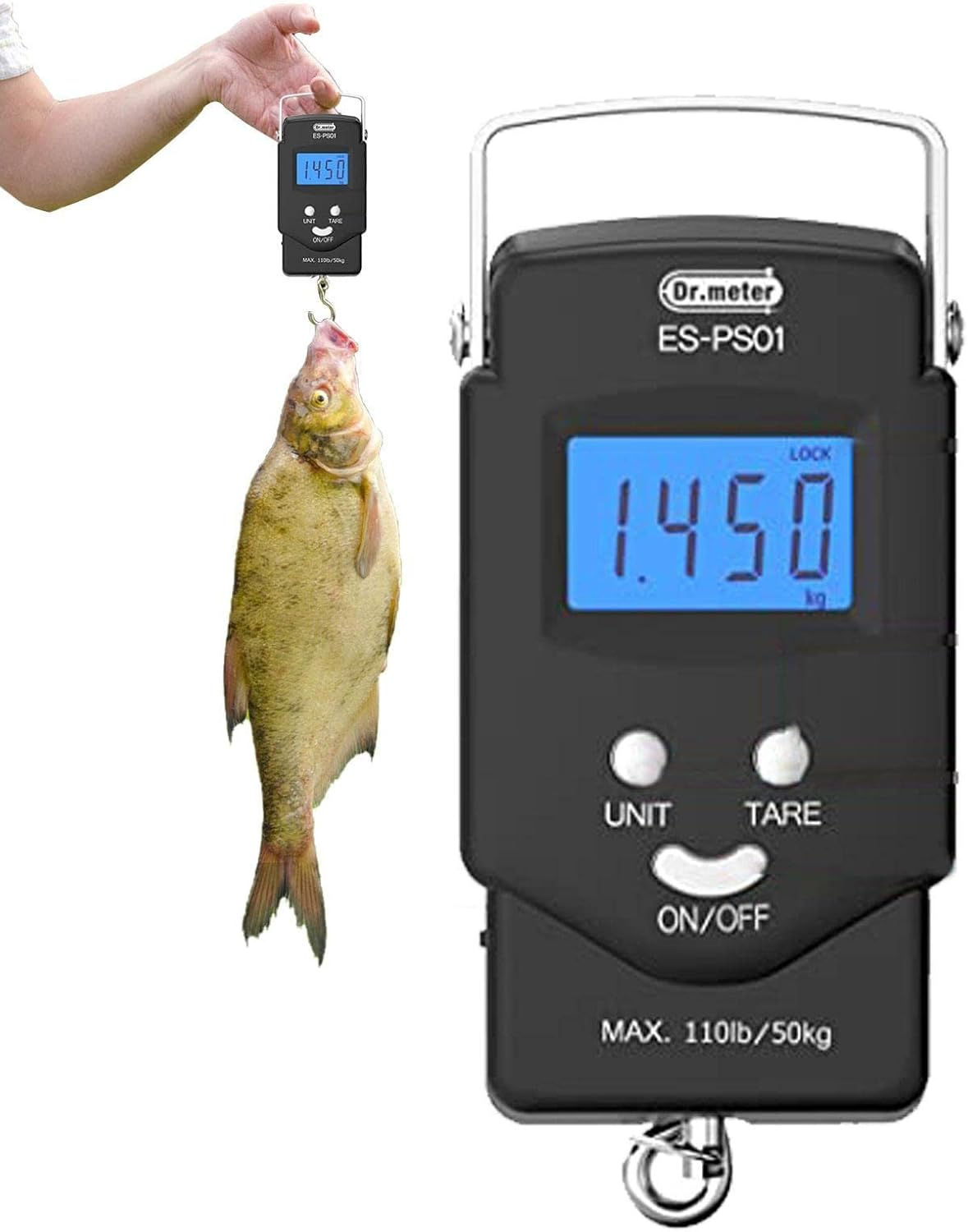 Hook Scale | Electronic Hook Scale LCD Display 110Lb/50Kg, Crane Scale Handheld Hanging Scale with Hooks for Farm Hunting Fishing Outdoor image number 4