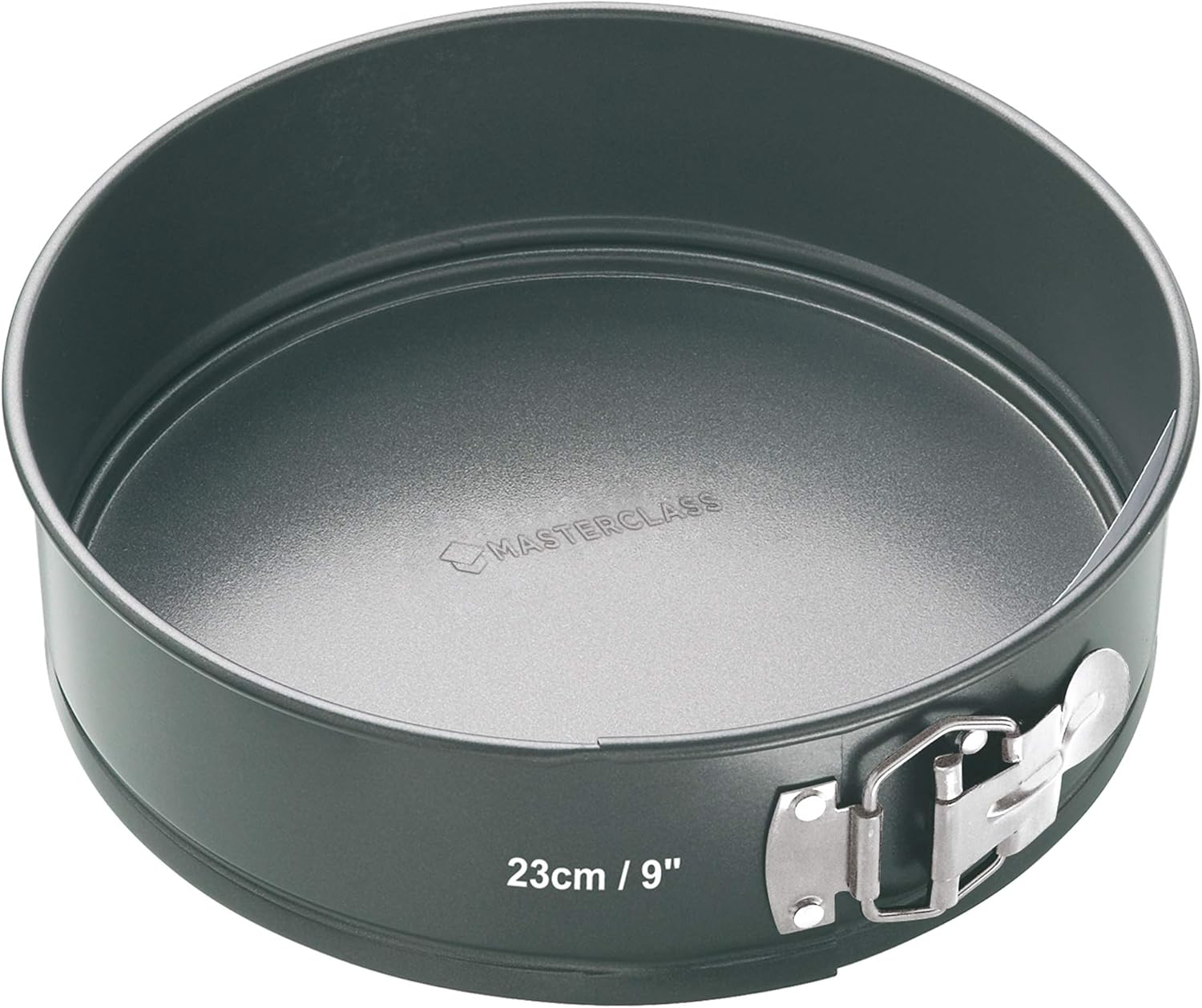 Masterclass KCMCHB45 30 Cm Springform Cake Tin with Loose Base and PFOA Non Stick, Robust 1 Mm Carbon Steel, 12 Inch Extra Large round Pan, Grey - 23 Cm