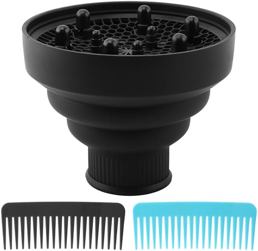 Universal Foldable Hair Dryer Diffuser, Travel Hair Dryer Diffuser Attachment with Comb, Portable Hairs Diffusers Blow Dryers Attachment for Natural Thick Hairs(Color:Black) image number 5