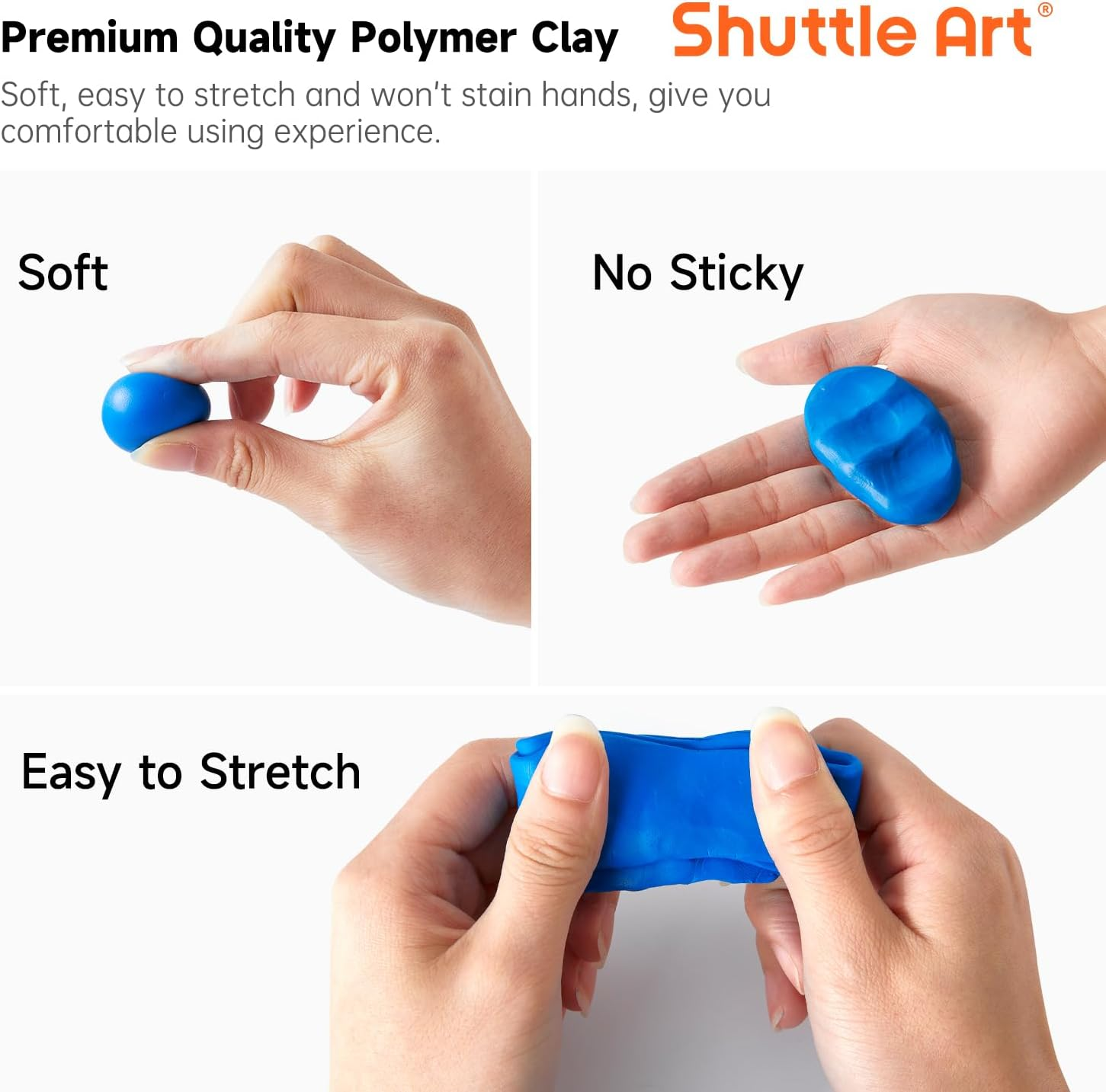 Shuttle Art Polymer Clay, 60 Colours Oven Bake Modeling Clay, Creative Clay Kit with 19 Clay Tools and 16 Kinds of Accessories, Non-Toxic, Non-Sticky, Ideal DIY Art Craft Clay for Kids Adults image number 2