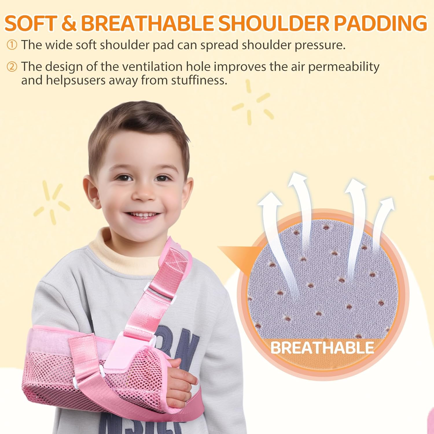 Arm Sling for Kids, Arm Brace with Support Plate, Arm Support Sling Shoulder Immobilizer for Children Shoulder Injury, Suit for Left and Right Arms, Boy and Girl (Pink,Xs) image number 6
