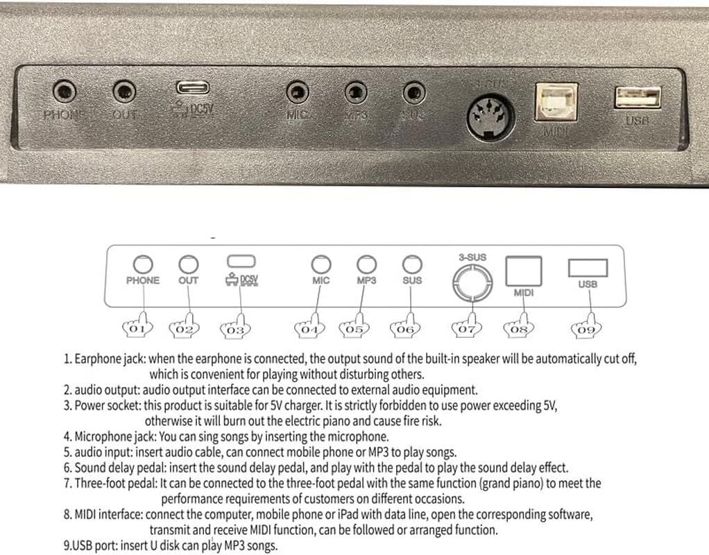 88-Key Portable Folding Electronic Keyboard, Digital Piano,Foldable Piano, 128 Timbres, 128 Rhythms, 80 Demo Songs, 64 Polyphonic, 22Mm Wide Keys, Australian Plug. (Black) image number 5