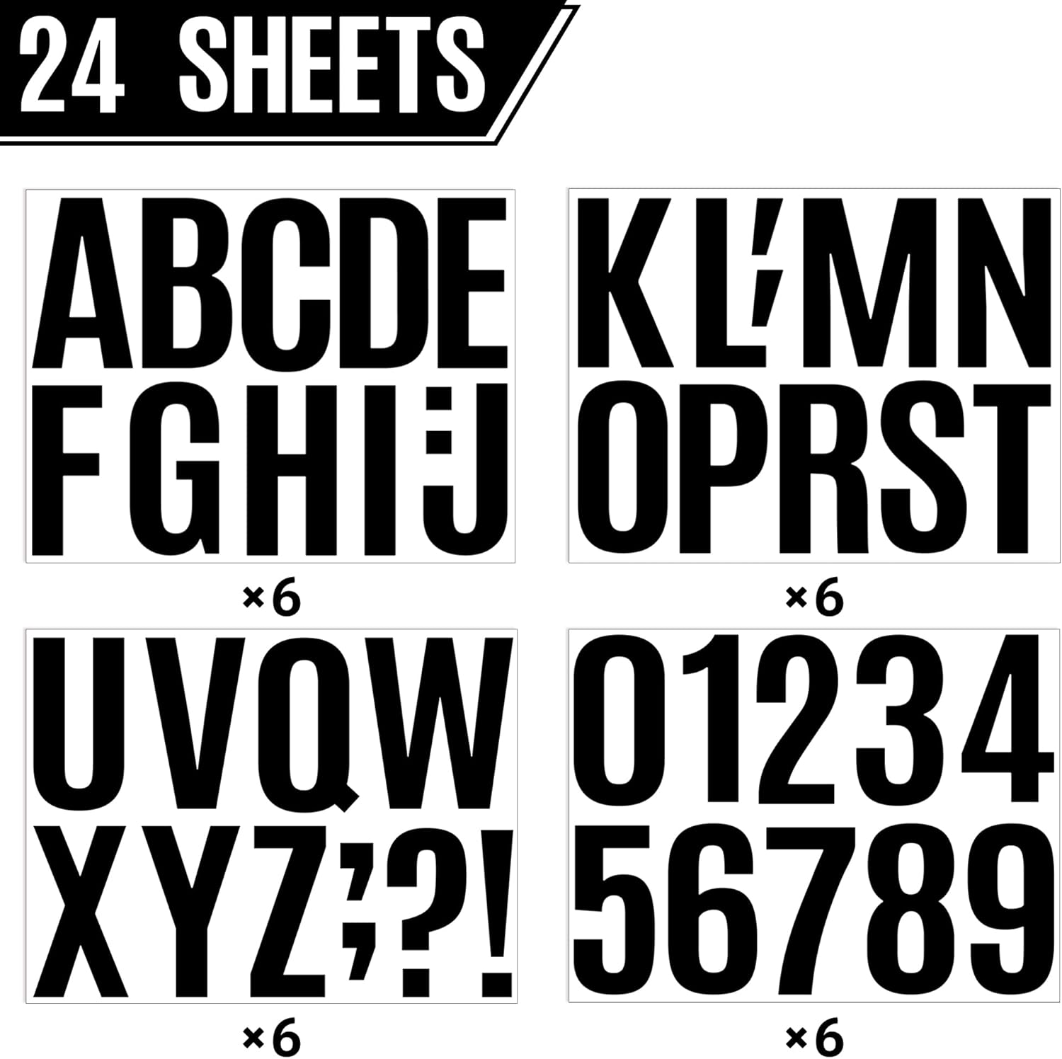 24 Sheets Letter Stickers Bulletin Board Letters Large 4 Inch Vinyl Alphabet Stickers Big ABC Numbers Peel and Stick for Poster Board Classroom Mailbox Crafts Window Door Decoration (Black) - Black image number 4