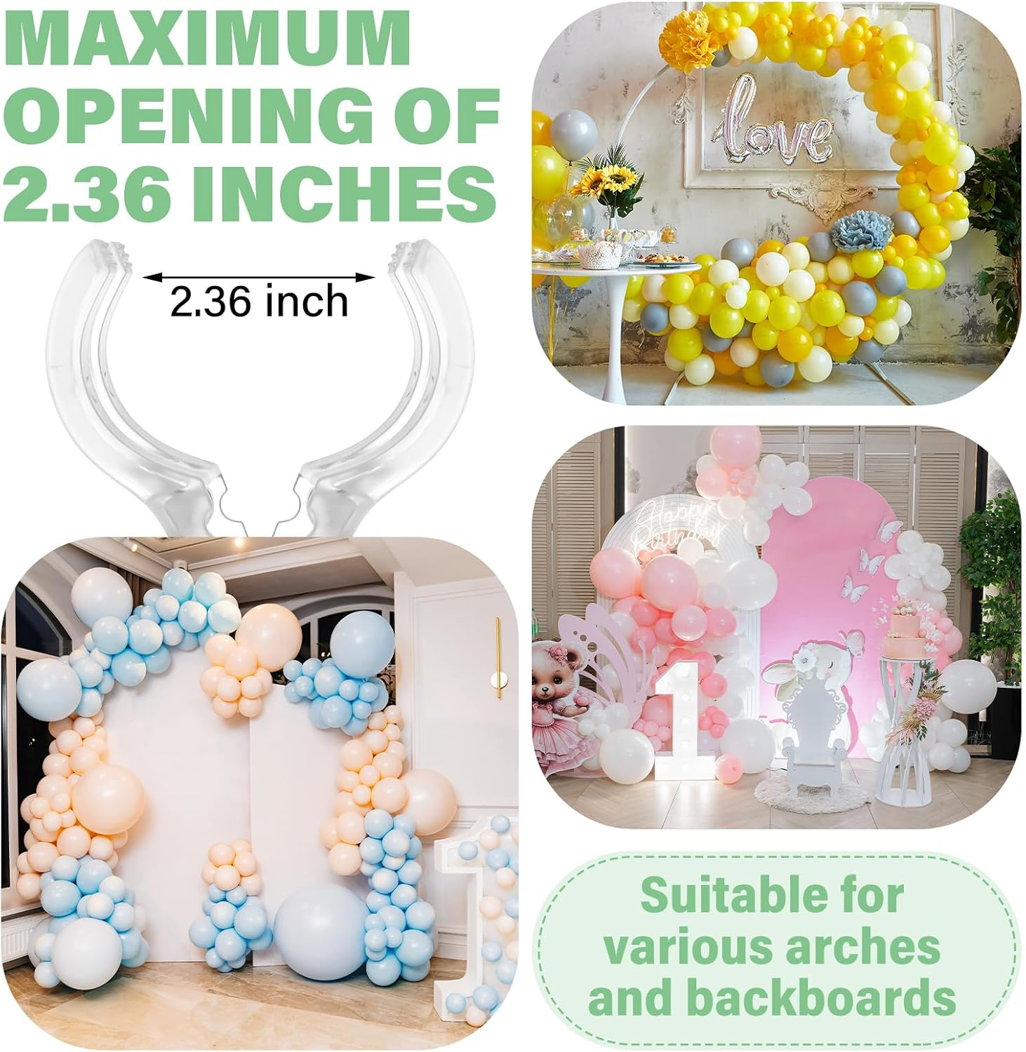 Lemonroad 10 Pack Large Balloon Arch Clips Plastic Transparent Spring Clamps 3.5 Inch Heavy Duty Clip for Balloon Arch Kit Birthday Decoration Crafts Backdrop Woodworking Photography Studios image number 6