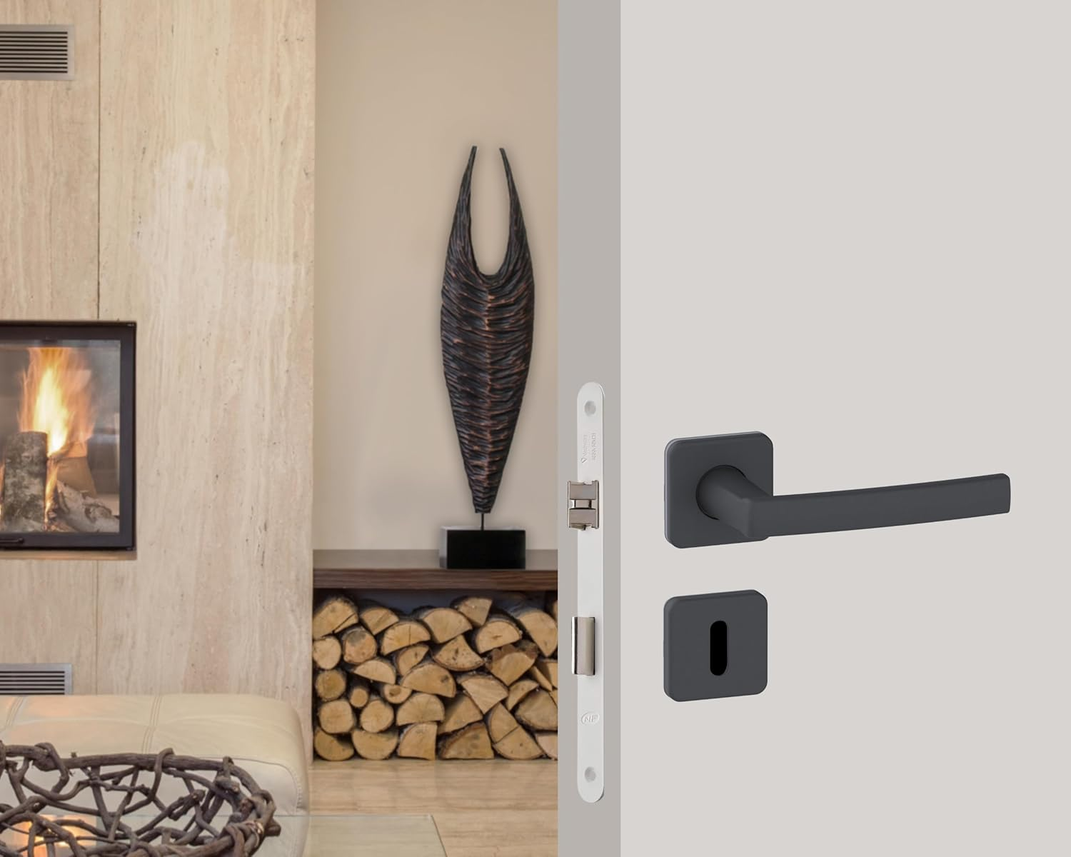 Vachette D25 &ndash; Key Lock, Reversible, White, NF Level 2 Certified | round Ends, 40 Mm Spindle for Bedroom Door image number 1