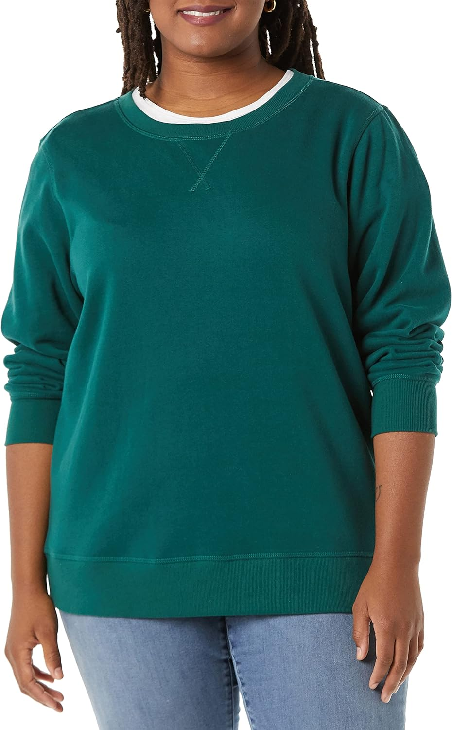 Amazon Essentials Women'S French Terry Fleece Crewneck Sweatshirt (Available in plus Size), Dark Green, Xx-Large image number 5