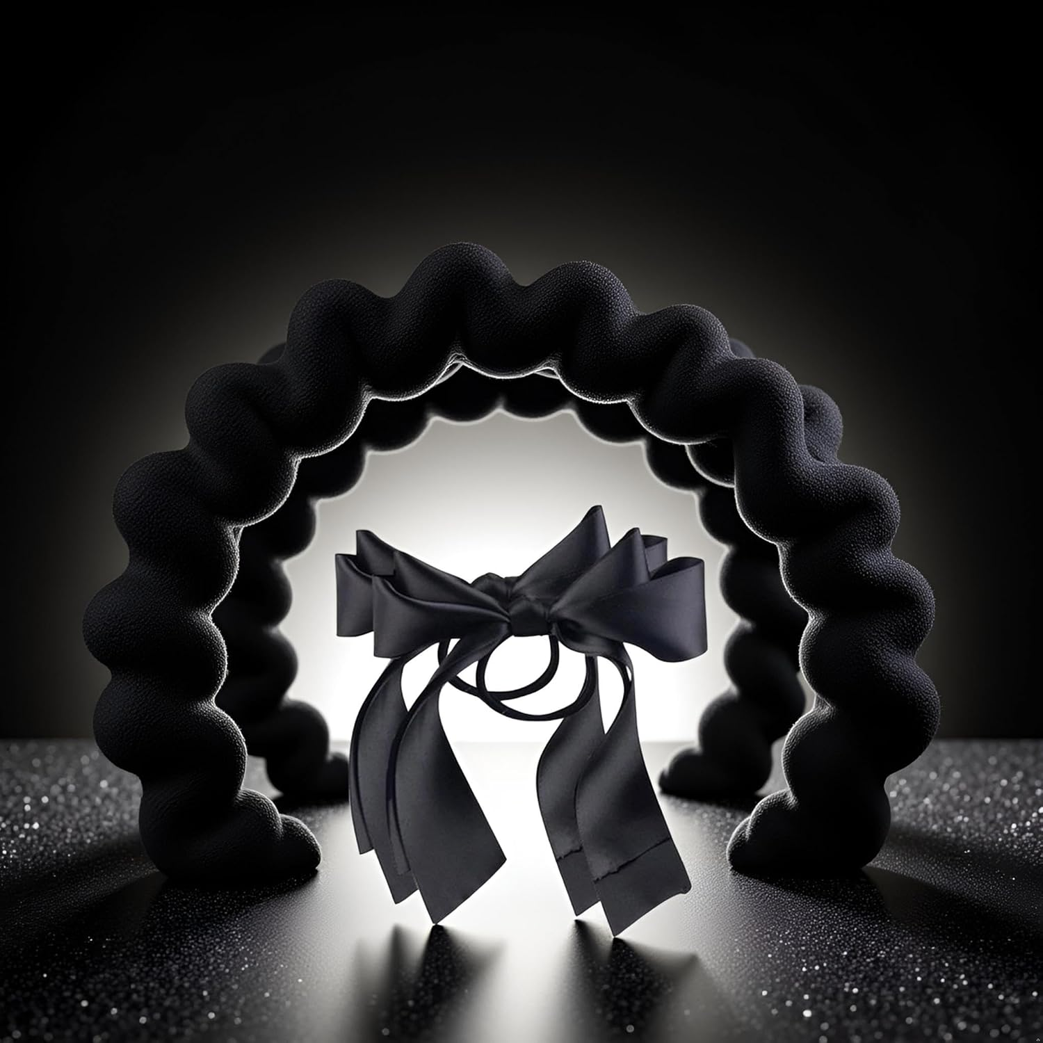 2 X Black Ribbon Rope Bowknot Hair Ties, Elastic Hair Band Girl Hair Accessories Ponytail Holders Hair Styling Accessories image number 3