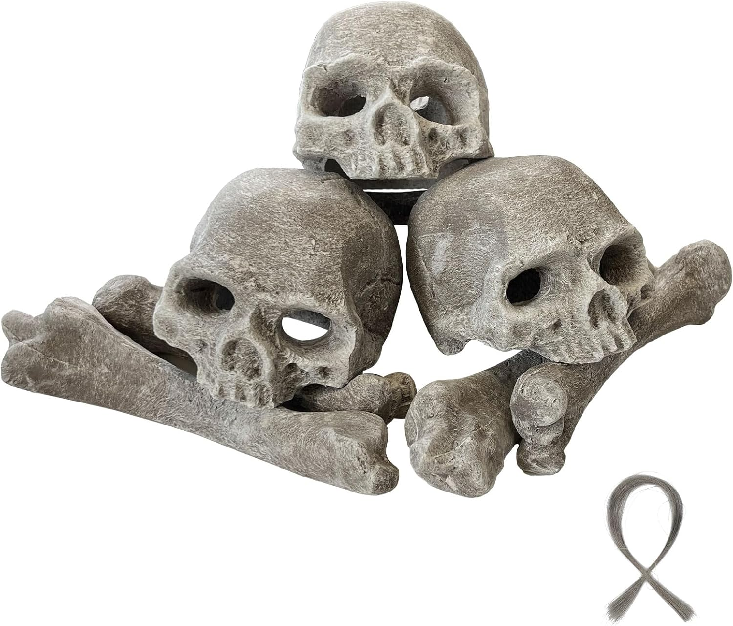 9 Pcs Ceramic Skulls for Fire Pit, Durable Reusable Fireproof Fire Pit Skull Log for Bonfire, Campfire, Fireplace, Firepit, Halloween Decor for Gas, Propane (Grey)
