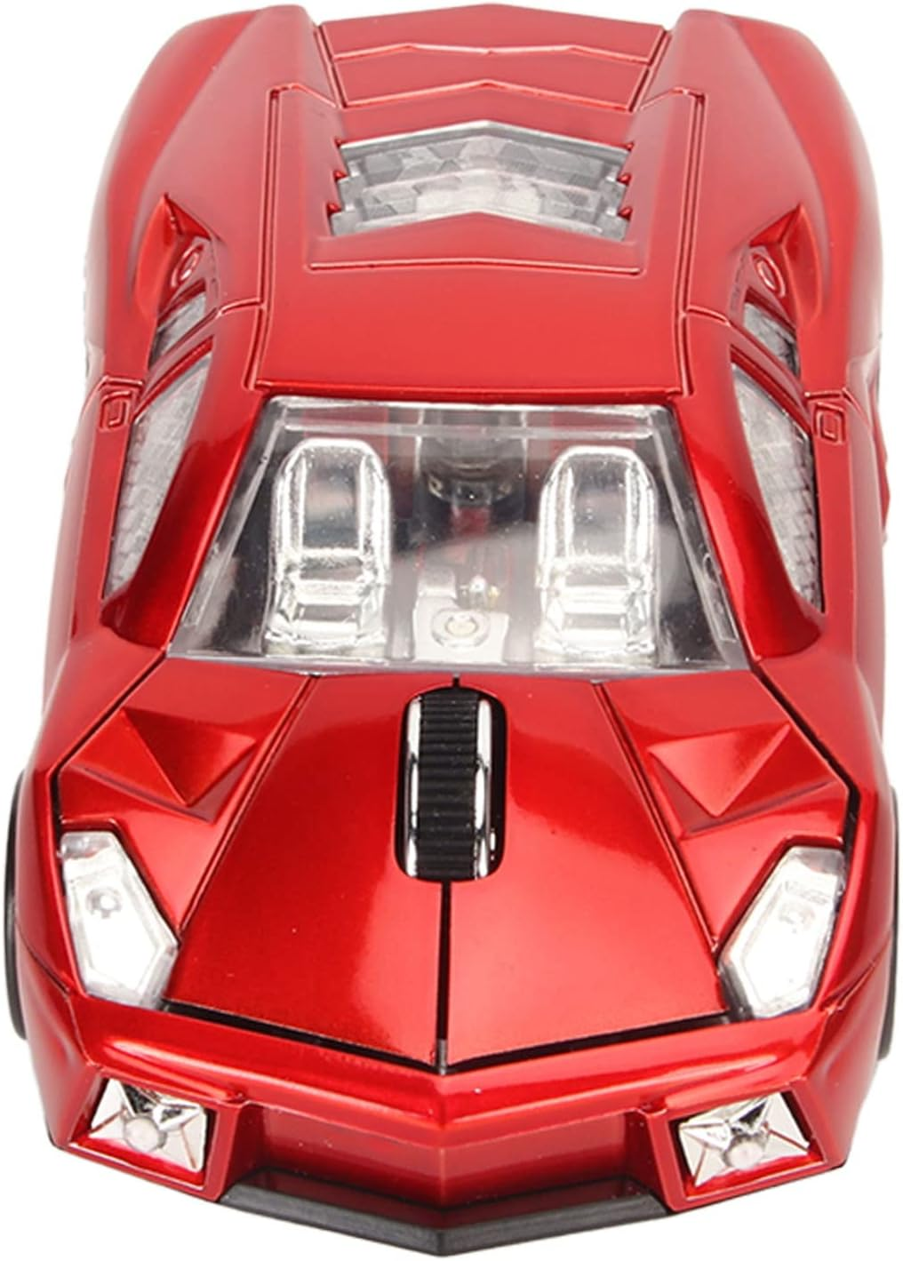 TOPINCN Wireless Sports Car Style Mouse 2.4Ghz USB Receiver 1600DPI LED Light for Laptop Desktop Computer Office, Red