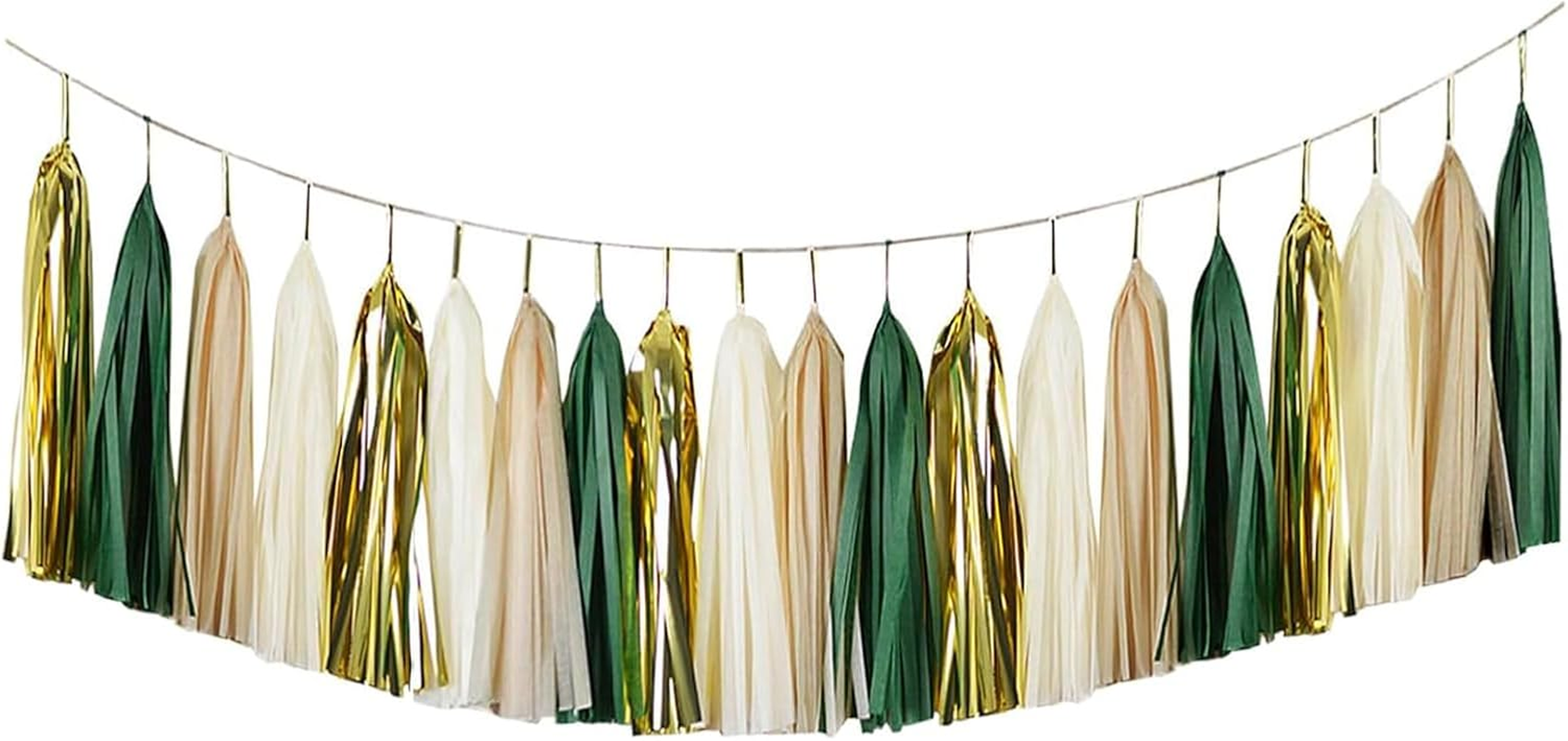 Fkereg 20 Pieces Tissue Paper Tassel Garland, Birthday Tassel Garland Party Decor, Metallic Fringe Balloon Tassel Banner Tails for Classroom Baby Shower Gender Reveal Hanging Decoration, A