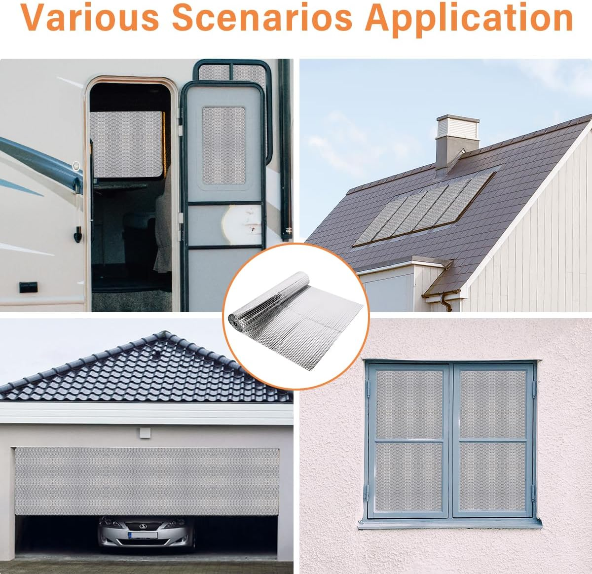 Double Reflective Insulation Roll, 23.6&ldquo;X10&lsquo; Double-Sided Aluminum Bubble Insulation Roll, Rv Window and Window Insulation for Winter and Summer, Garage Door, Roof, Car image number 3