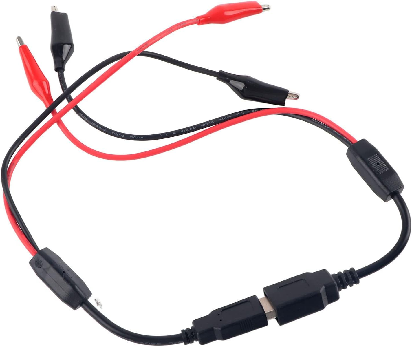 USB to Alligator Clips, USB Cable Tester Red Black Wire Alligator Clip Test Cable Male Female to USB Line for Electrical Circuit Testing image number 1
