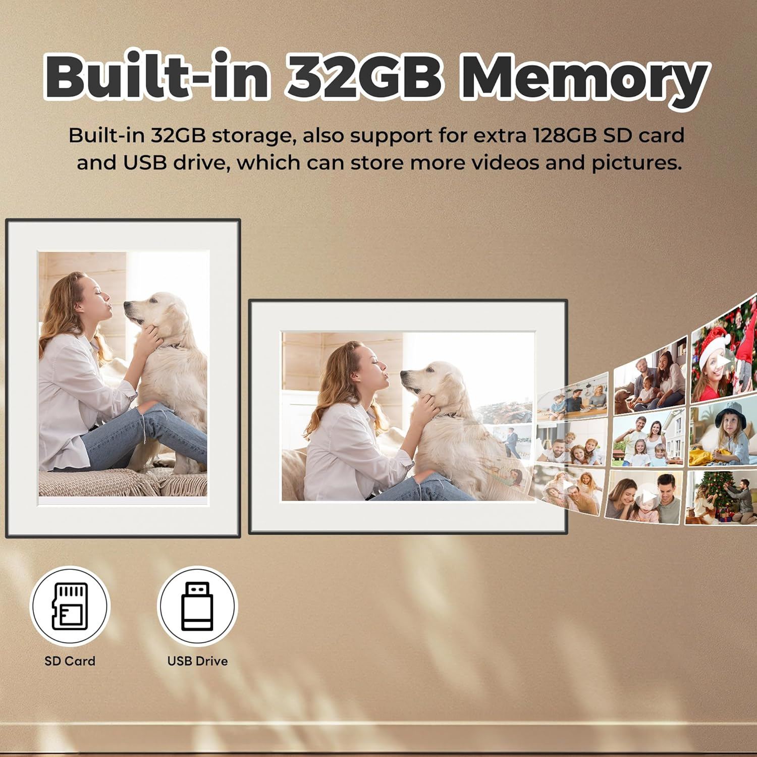 32GB Wifi Digital Photo Frame, 10.1 Inch Frameo Picture Frame,1280X800 HD IPS Touch Screen, Auto-Rotate, Share Photos/Videos Instantly via Frameo App from Anywhere, Wall Mountable. image number 1