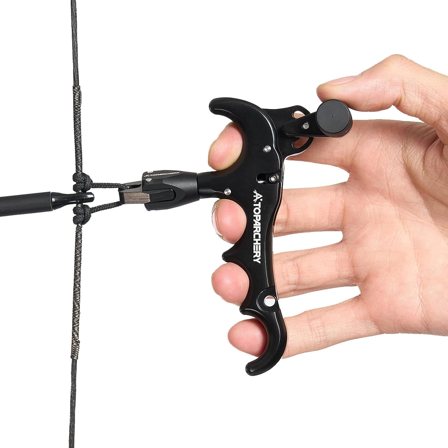 TOPARCHERY Compound Bow Release Archery Release Aids Thumb Release 360&deg;Rotating Bow Release, 4 Finger Bow Release, Aluminum, Compound Bow Accessories