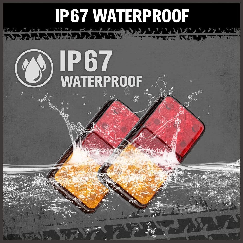 HORUSDY 4-Pack Tail Light Kit, Waterpoof 10-Led Brake Light Turning Indicator / 8M 5-Core Trailer Wire / 7-Pin Flat Male Trailer Plug for 12V Trailer, Caravan, Ute image number 5