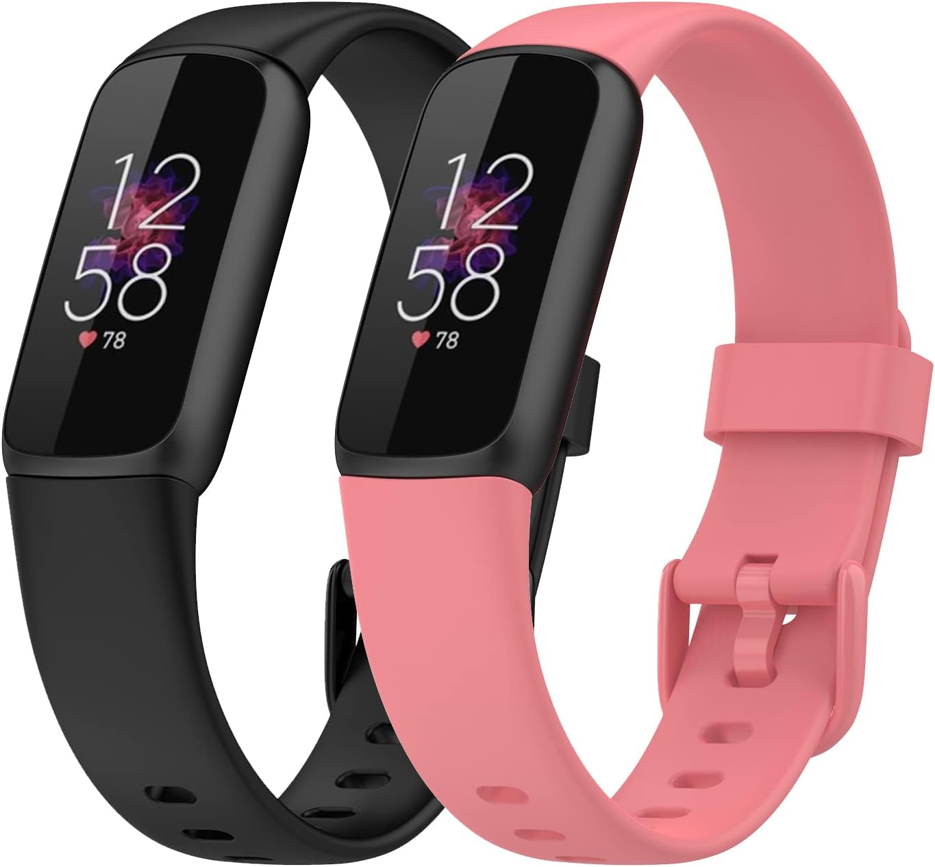 [2 Pack] Haotop Adjustable Silicone Sport Replacement Wristbands Straps Compatible with Fitbit Luxe