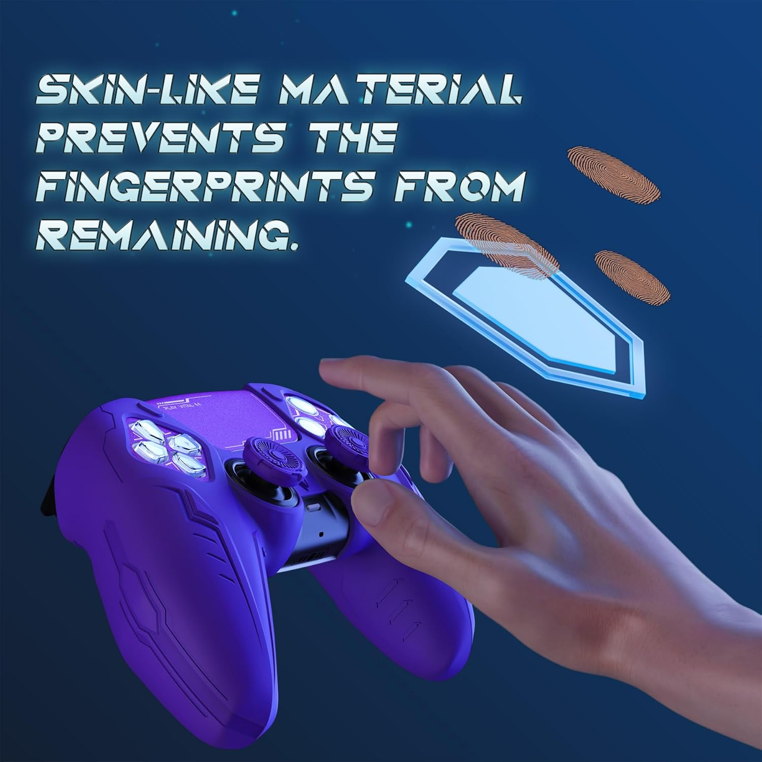 Playvital 2 Set Silicone Case for Ps5 Controller - Anti-Slip|Perfect Fit|Premium Silicone Material|Futuristic Cybermech Design|Compatible with Ps5 Official Charging Dock - Purple image number 1