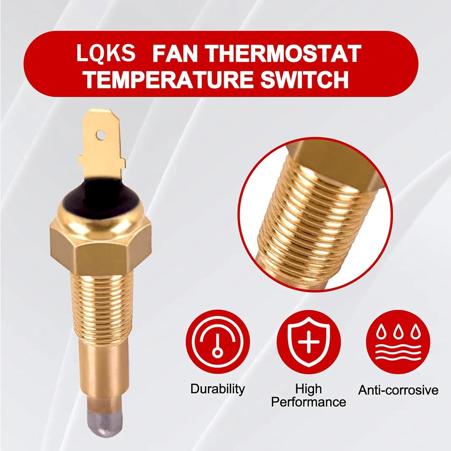 Fan Thermostat Temperature Switch 1/8" NPT,190'F on - 175'F Off,Automotive Engine Electric Radiator Cooling Fan Temperature Switches Sensor for Cars Trucks,Auto Parts image number 3