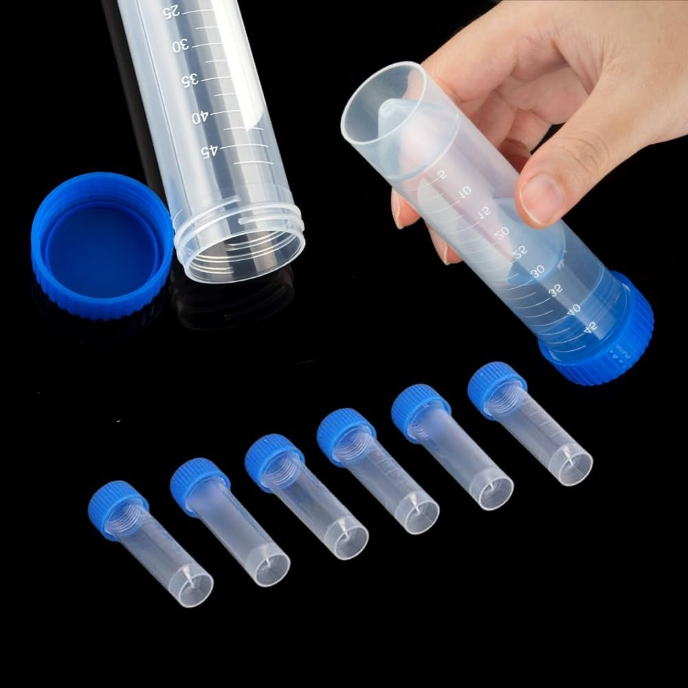 Centrifuge Tube,25 Pcs Plastic Centrifuge Tubes,50Ml Plastic Centrifuge Tubes with Screw Cap,Self-Standing Plastic Test Tube Polypropylene Conical Tubes with Cap,Graduated Marks image number 3