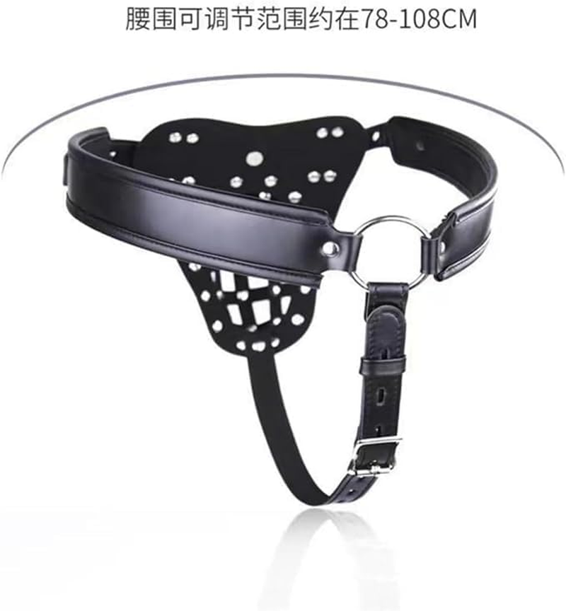Male Chastity Device Chastity Belt Pants Penis Lock Cage Male Chastity Belt Devices Harness with Lock Cock for Men, Adult Men'S Bondage Leather Chastity Lock Pants Underwear image number 1