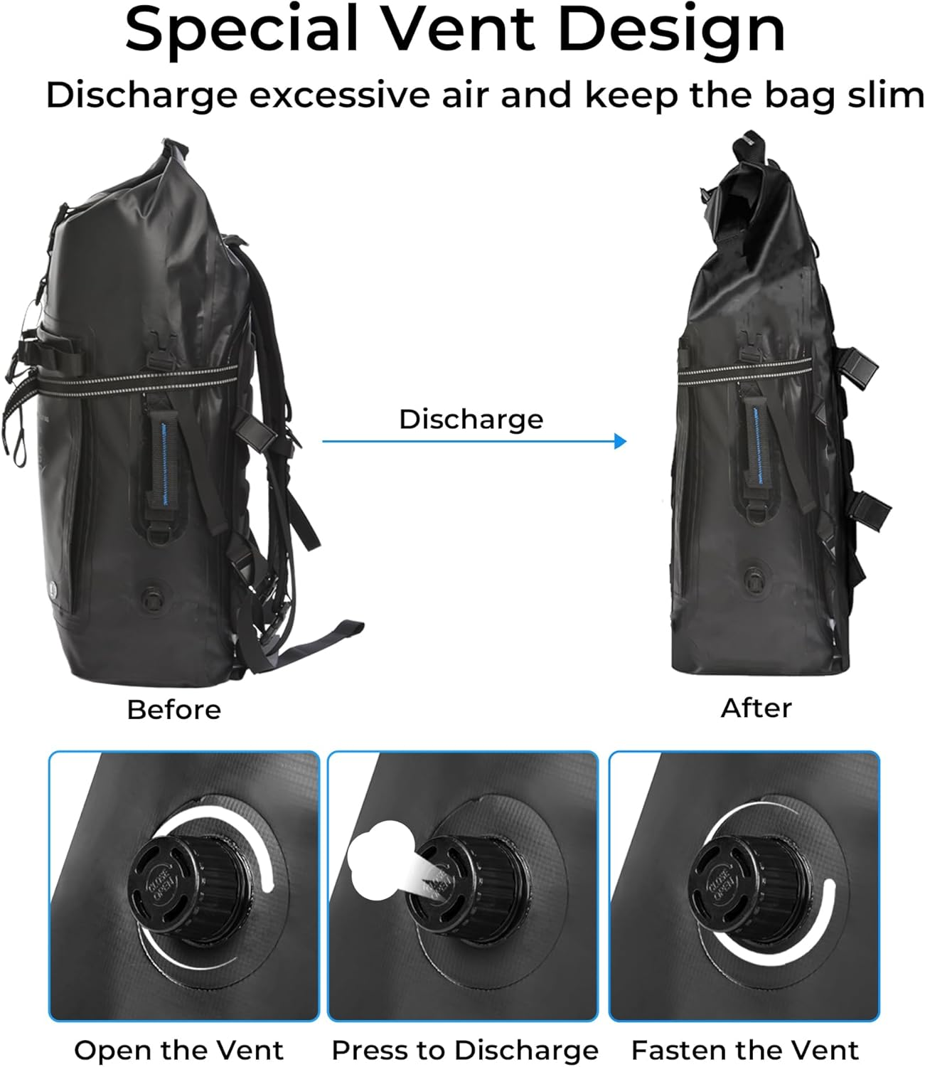 AFISHTOUR Heavy Duty Waterproof Dry Bag Backpack - 35L Roll-Top Floating Dry Bag Backpack for Motorcycles, Kayaking, Rafting, Boating, Camping, Hiking, Fishing