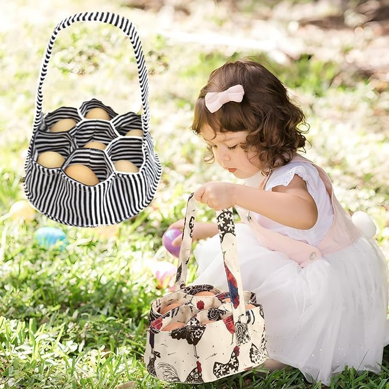 WEZCHUGHAOL Rustic Striped Egg Collecting Basket for Home and Garden - Chicken Egg Holder and Collector for Housewives Egg Stockpile (Beige Chicken) image number 4