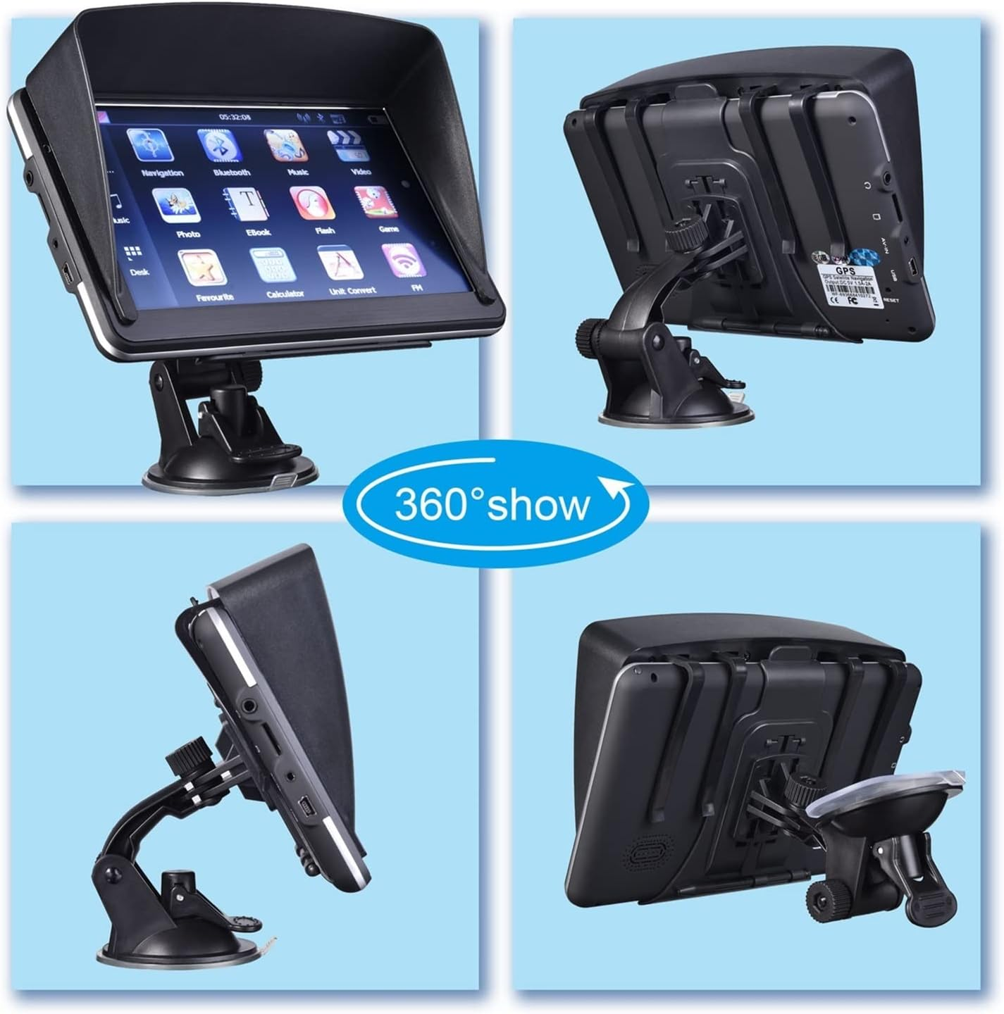 GPS Car Navigator, 7" HD Car GPS Navigation 8G RAM 128-256MB FM Bluetooth AVIN Europe Map Sat Nav Truck GPS Navigators for Car Truck Rv(128-256Mbresistive) image number 3