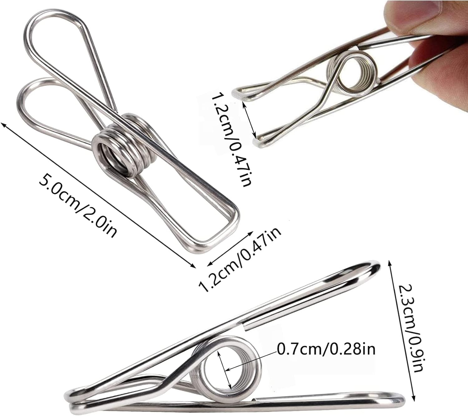 Clothes Pegs, 32 Pack Rustproof Stainless Steel Clothes Laundry Clips for Washing Line, Strong Grip Washing Line Clip, Laundry Pegs Clips for Snack Bags, Towels, Picture, Paper, Kitchen, Office image number 1