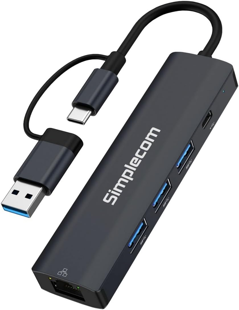 Simplecom CHN436 USB-C and USB-A to 4-Port USB HUB with Gigabit Ethernet Adapter image number 4