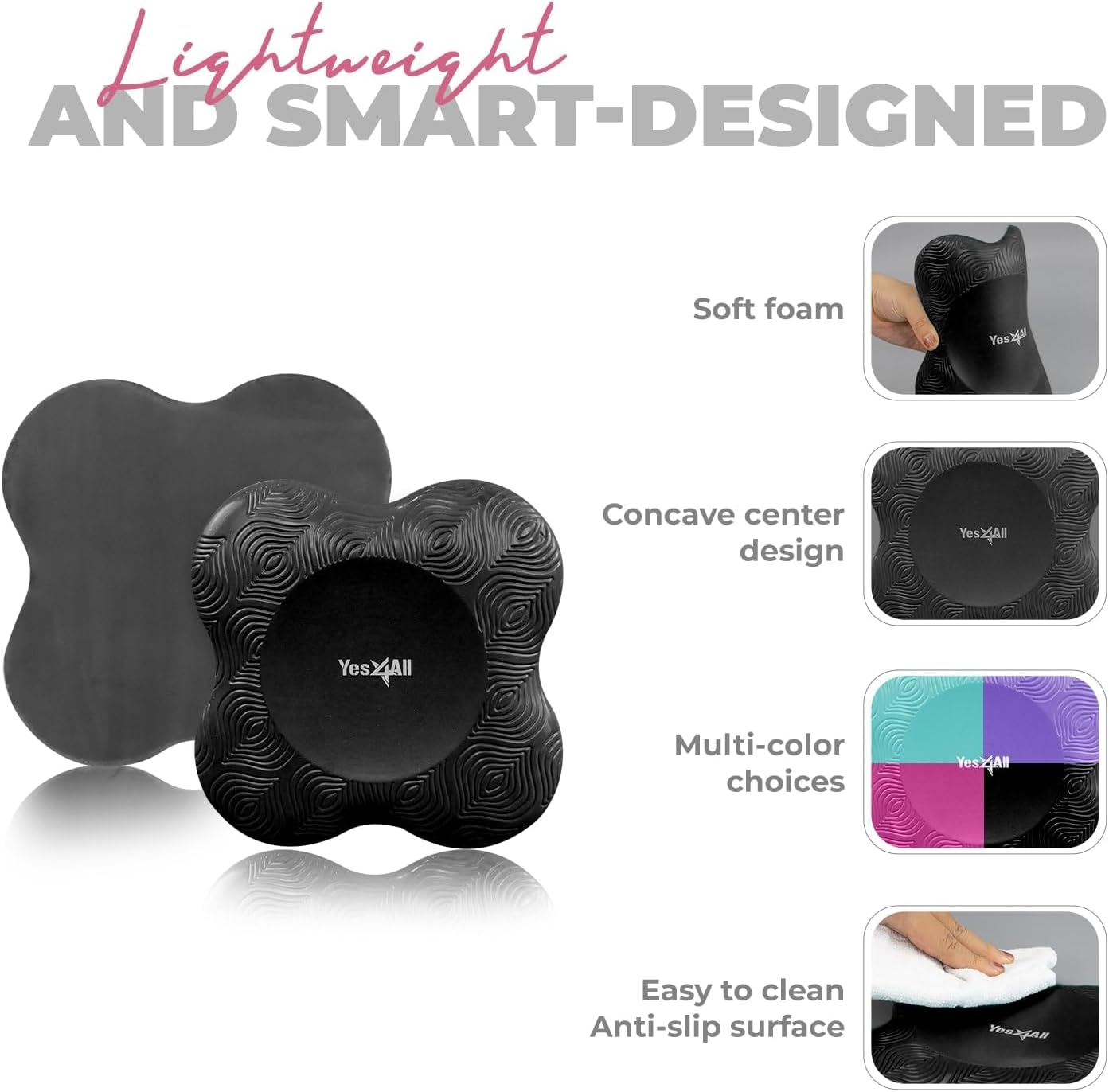 Yes4All 2 PCS Extra Thick Yoga Knee Pad for Yoga/Anti-Slip Yoga Knee Pad Cushion for Head, Elbows, Hands, Wrists