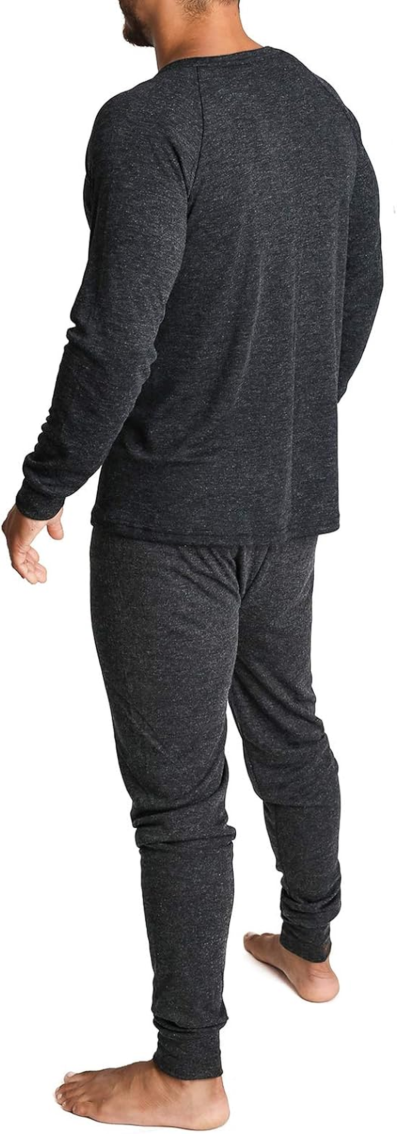 Men'S Long Sleeve Thermal Top and Long Johns Pant, Black, Medium (2 Pieces Set)