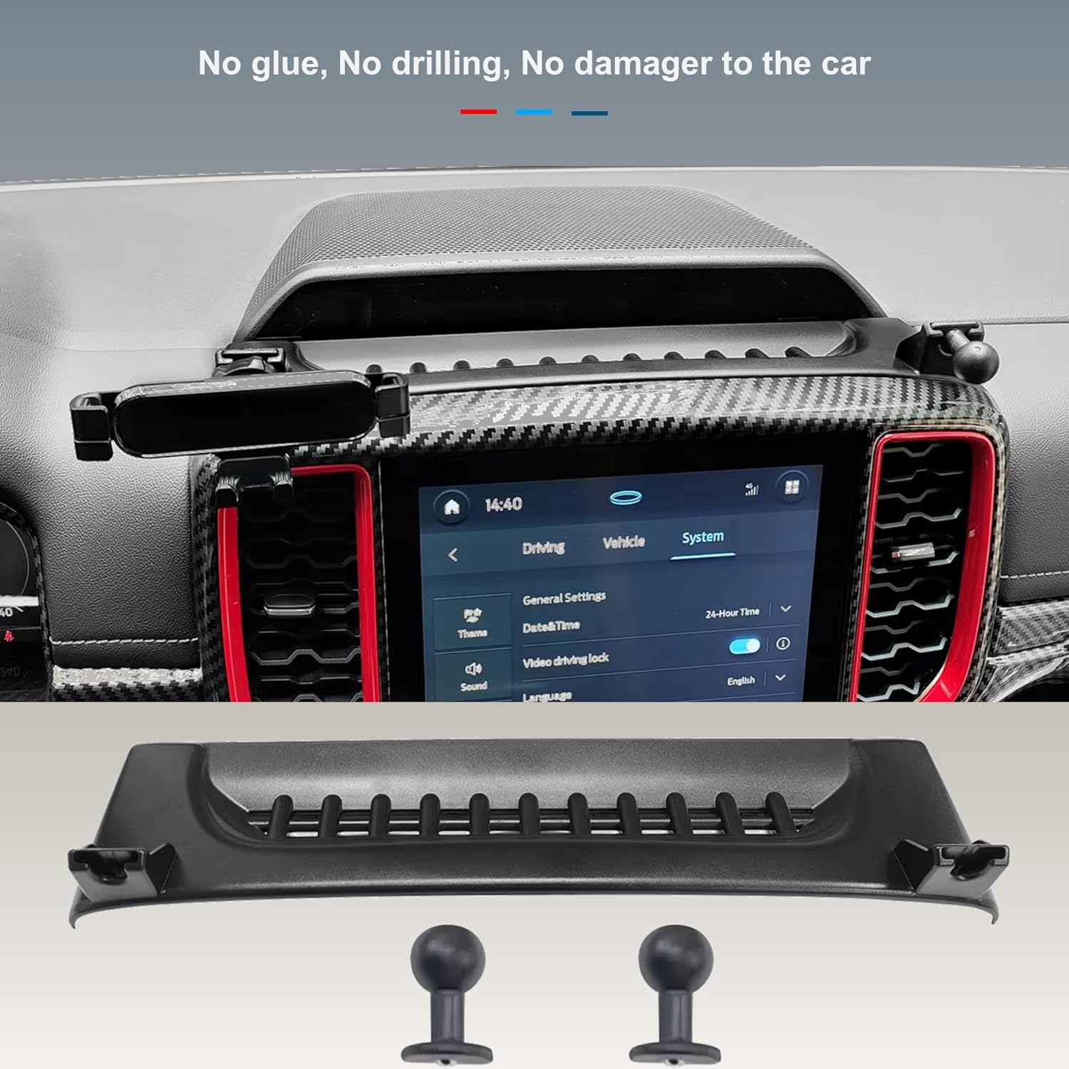 Car Phone Holder Compatible with Ford Ranger 2022 2023 2024, Navigation Bracket Screen Fixed Base, Screen Mount Mobile Phone Holder, Cell Phone Car Mount Phone Stabilizer, 360 Degree Rotation image number 6