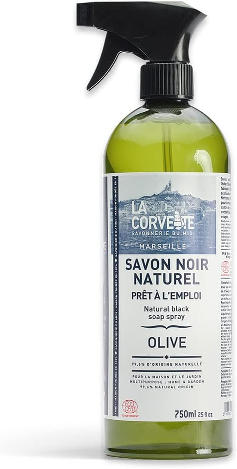La Corvette Black Ecological Liquid Soap Olive Spray Ecocert 750Ml