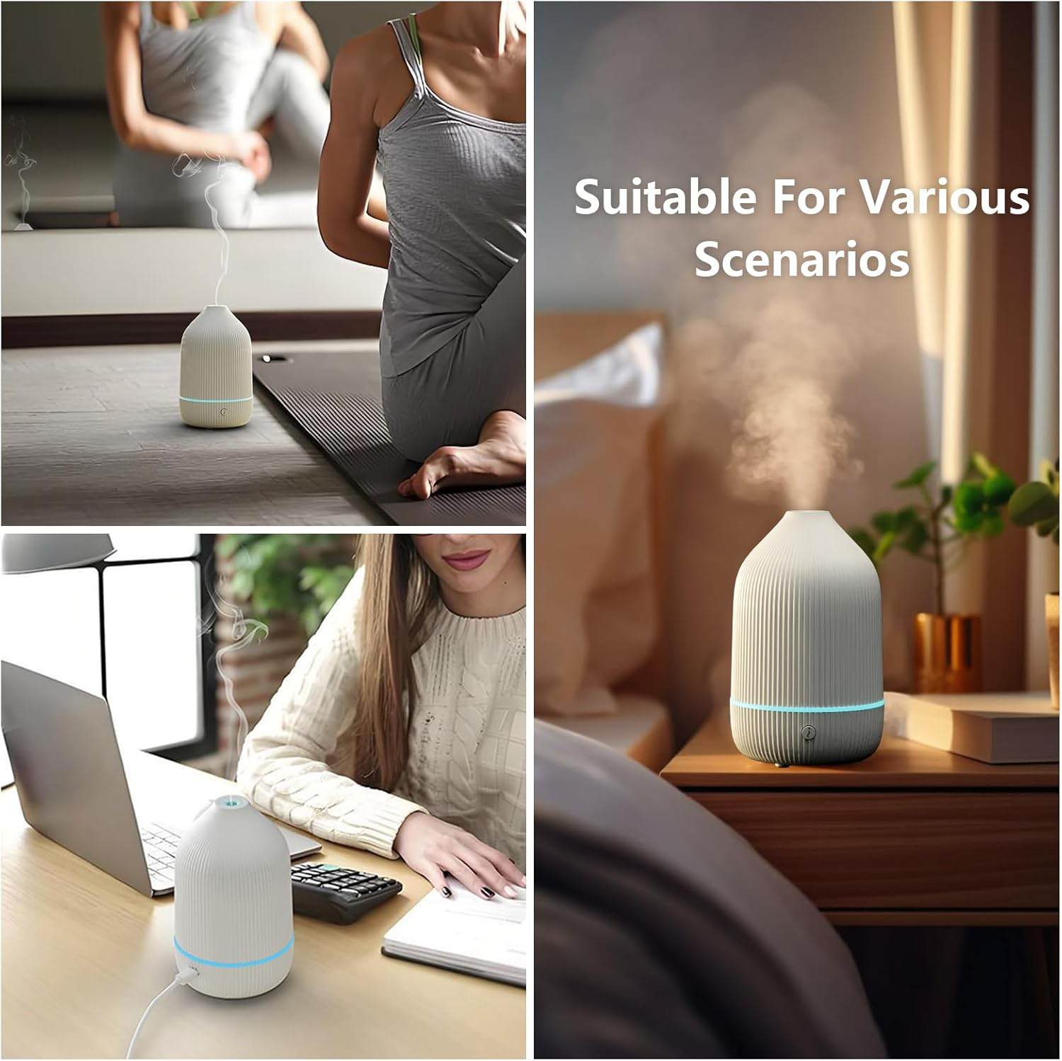 SOICARE Small Essential Oil Diffuser, 100ML Mini Aromatherapy with USB Cable & Adapter, 7 Color Changing USB Powered Aroma Scent for Home/Room/Office/Travel/Gift image number 2