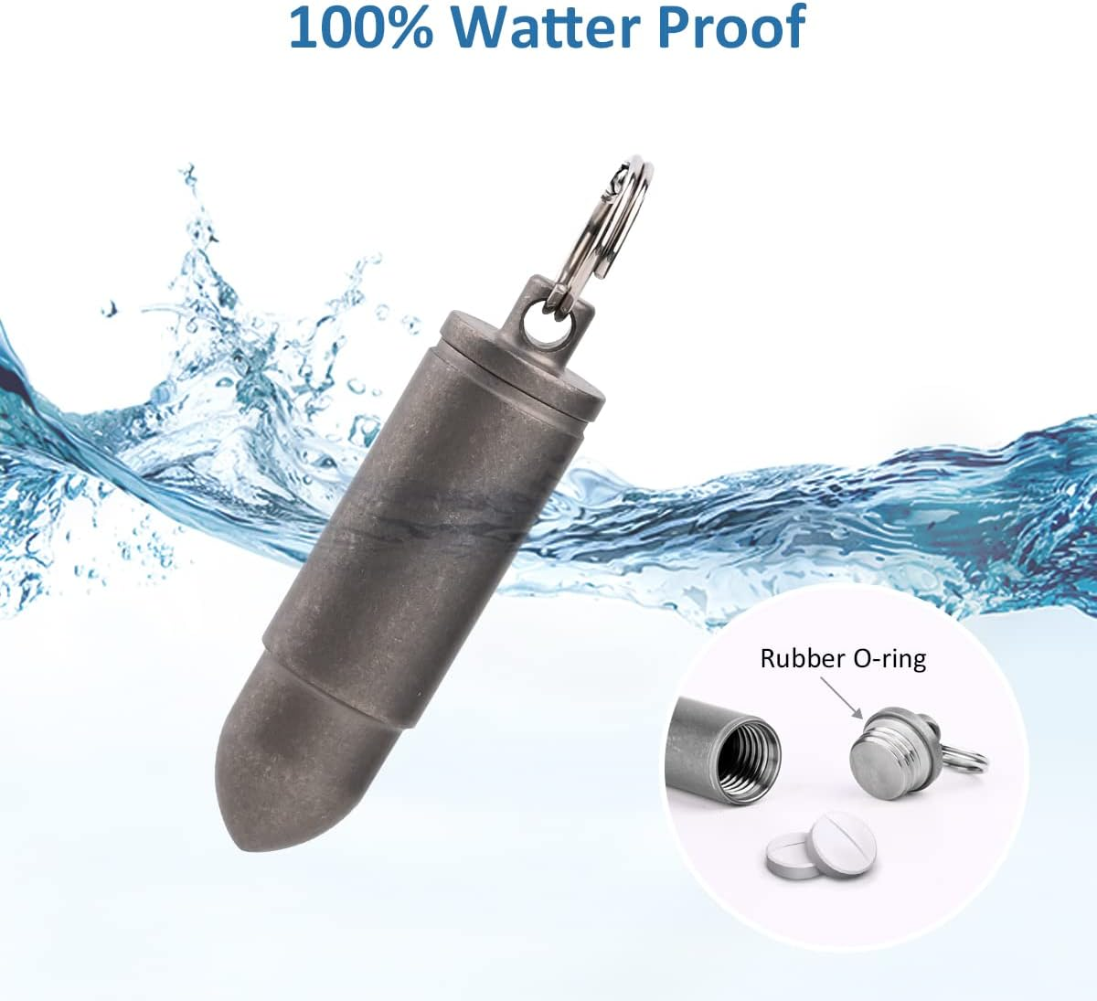 SF203 Titanium Bullet Necklace for Men ，Mini Pill Holder Necklace, 0.2Oz Pill Case Ultra-Lightweight Waterproof Pendant Necklace image number 5