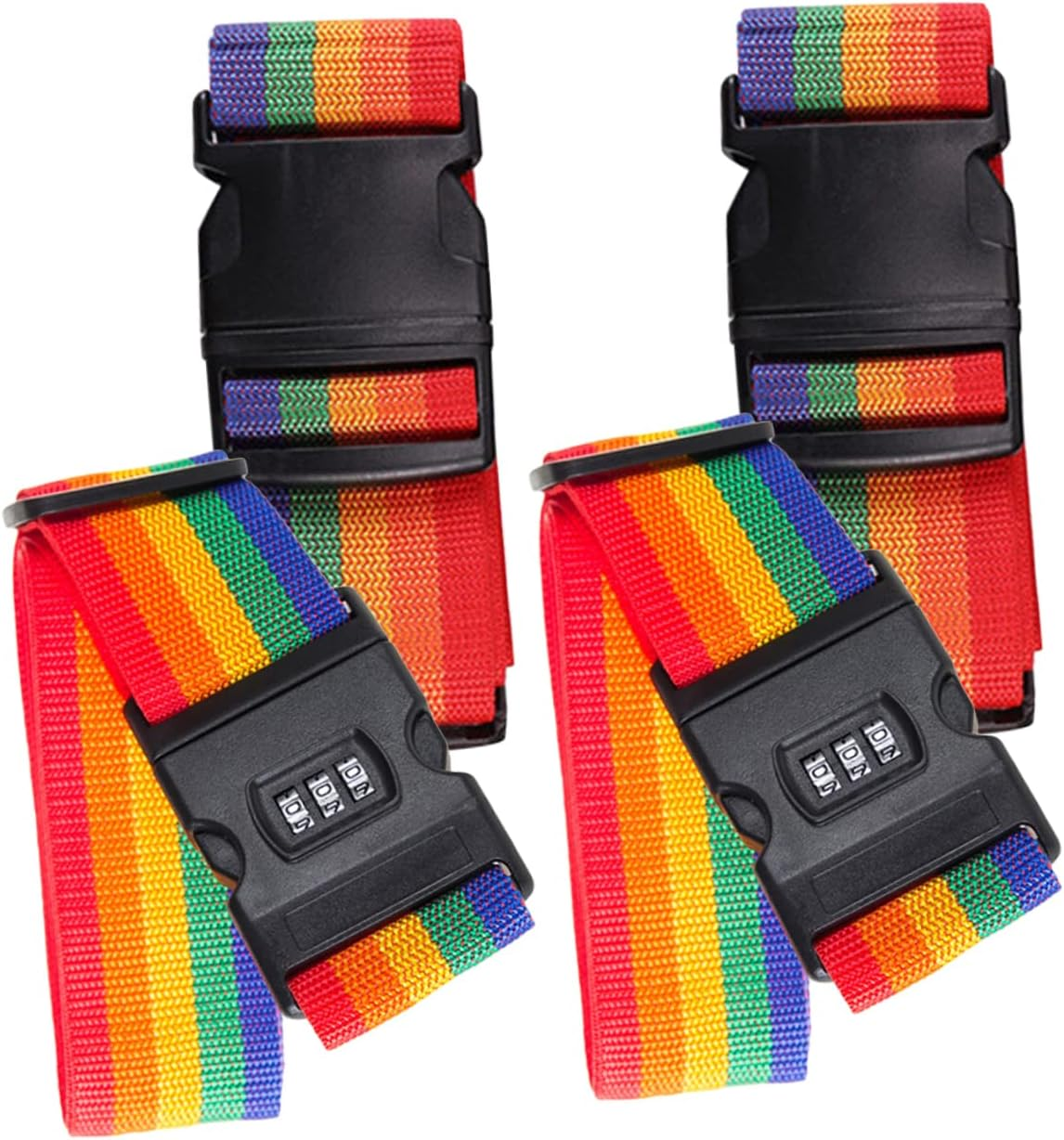 Veemoon 4Pcs Luggage Straps Bag Packing Straps Luggage Case Bundling Belts Tie down Strap Lashing Adjustable for Travel Suitcase image number 2