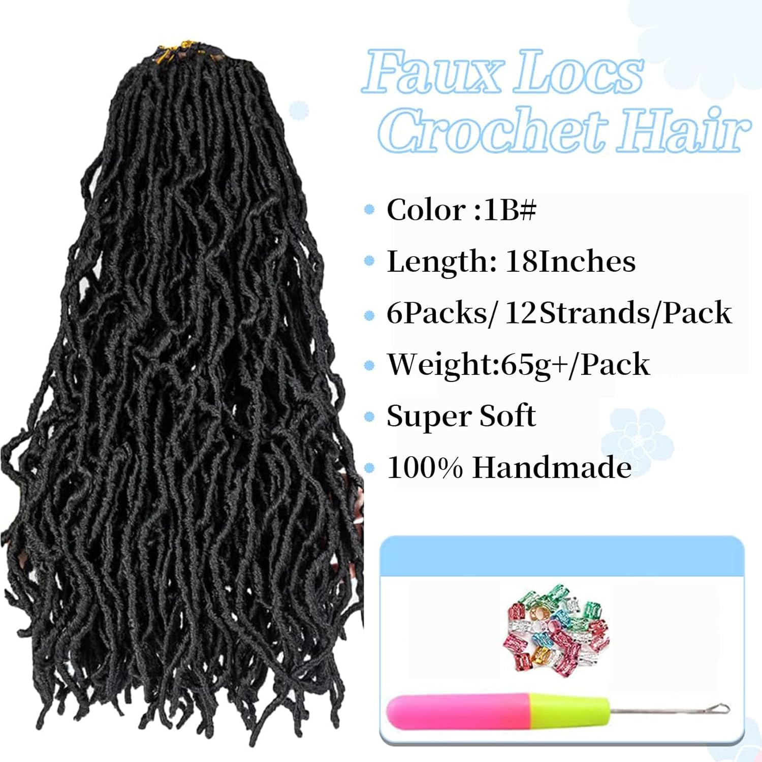 18 Inch New Faux Locs Crochet Hair Soft Locs Crochet Hair Natural Faux Braids Pre-Looped Synthetic Afro Roots Braid for Black Women image number 4