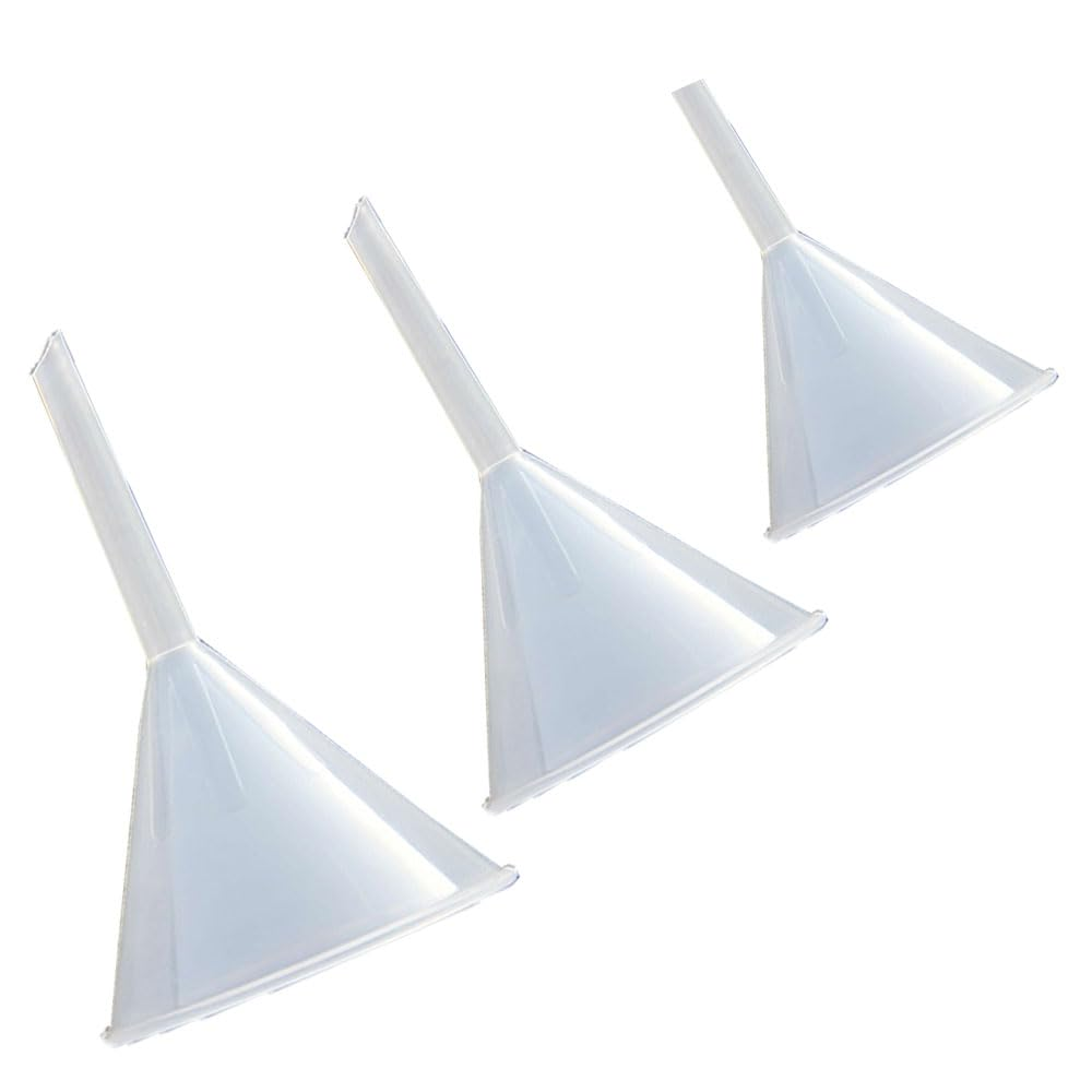 Changyeah 3 Pcs Plastic Funnel Set, Lab Funnels, Kitchen Funnel, for Lab Bottles Sand Art Perfumes Spices Powder Funnel Essential Oils, DIY Craft Recreational Activities, 3-Sizes (60Mm,75Mm,90Mm)