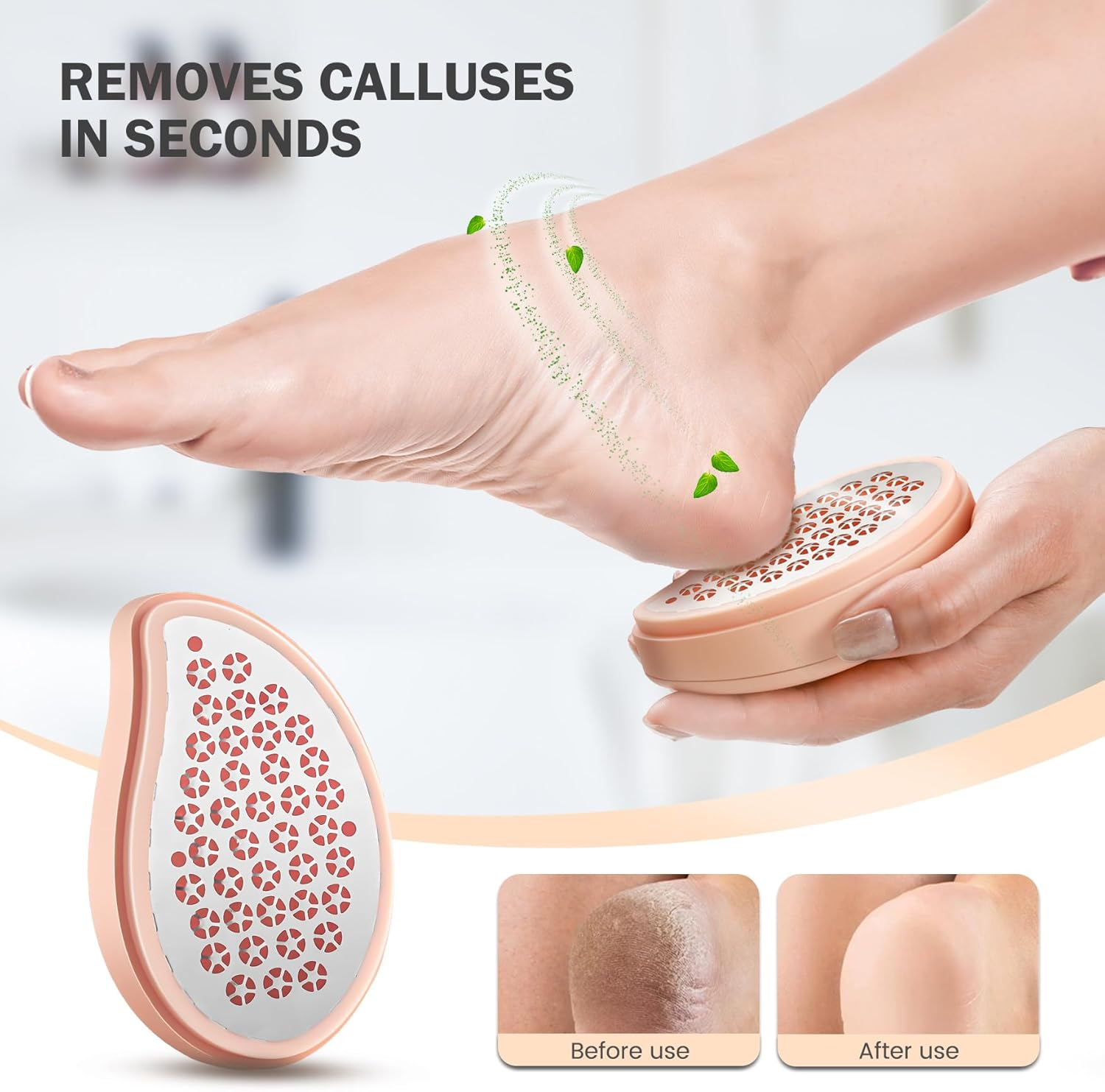 BEZOX 3-In-1 Nano Glass Callus Remover & Stainless Steel Callus File, Highly Effective Callus Remover for Velvety Soft Feet, Callus Rasp for Callus Remover, Strong Callus Dead Skin Foot Scraper - Warm Apricot image number 4