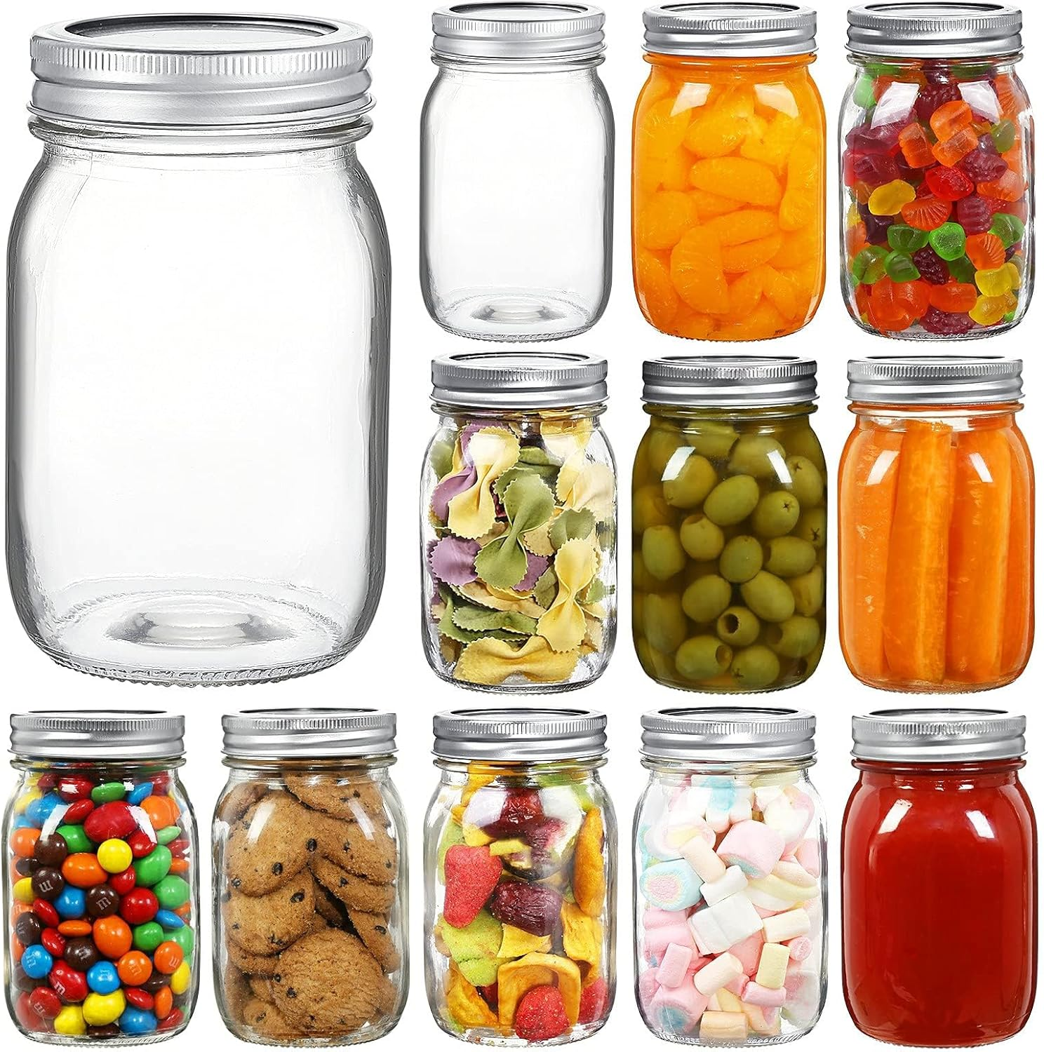 12 Pack 500Ml Mason Jars with Airtight Lids and Bands Glass Canning Jars Ideal for Preserving, Jam, Honey, Jelly, Wedding Favors, Shower Favors, Sauces, DIY Spice Jars, Salad (12)