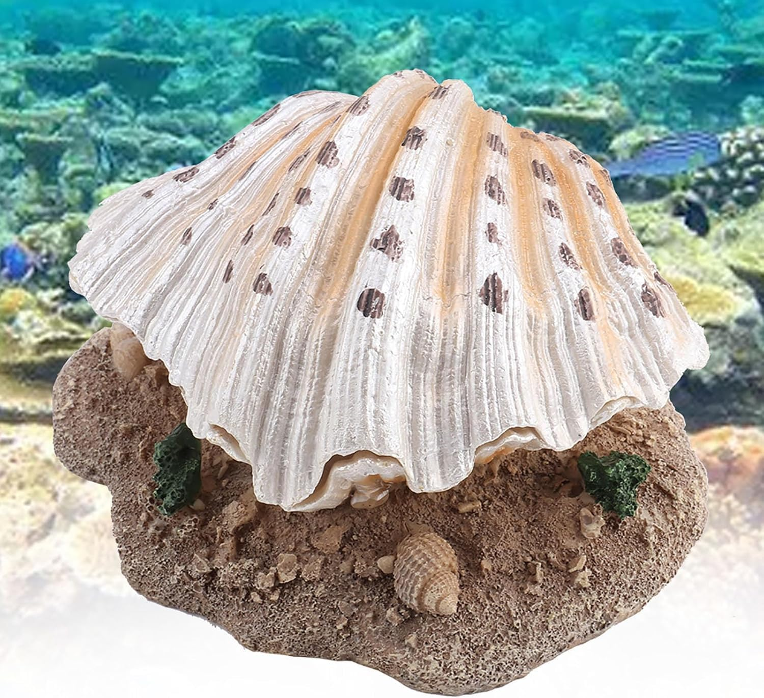Ksngtixe 1 Pcs Shell Pearl Bubble Decor for Aquarium - Resin Coral Reef Ornament with Hiding Caves, Safe Shelter for Fish & Shrimp Breeding, Fish Tank Decoration