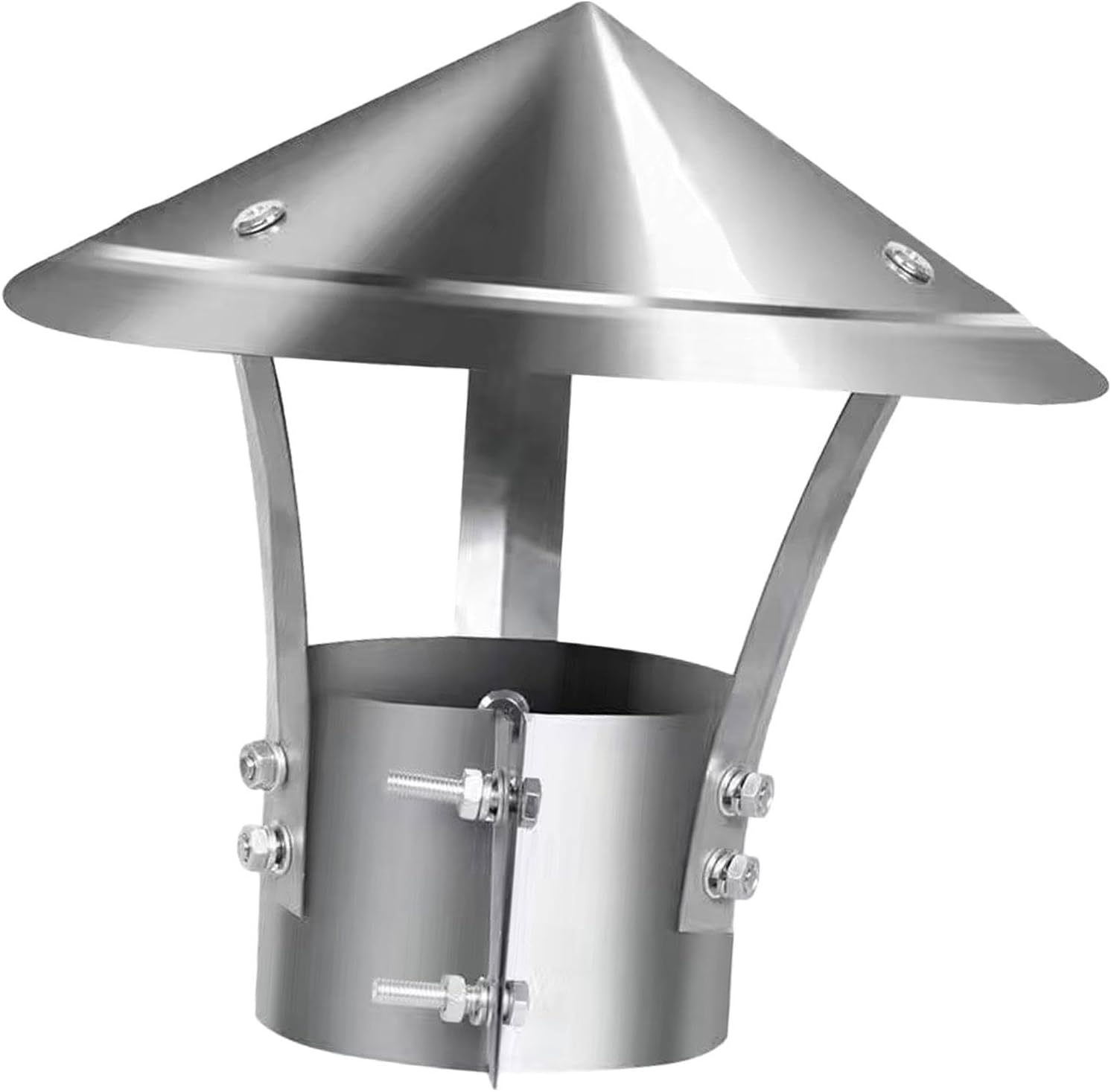 Generic Cone Top Chimney Cap Stainless Steel Chimney Exhaust Pipe Cap Practical Adjustable outside Exhaust Pipe Rain Cap for Home, Style A, as Described - Style A image number 6