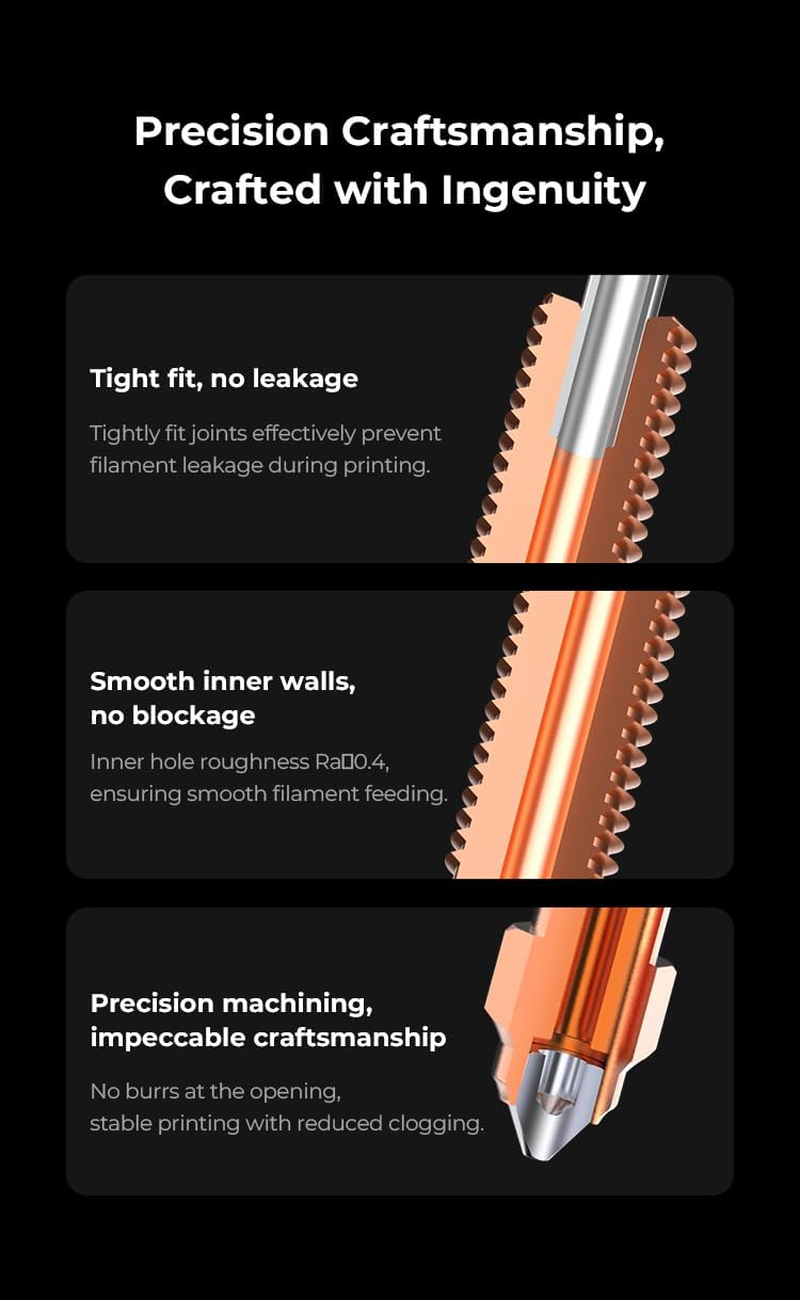 Creality Unicorn Quick-Swap Nozzle Kit (4PCS) for 3D Printer K1/K1 Max (2024), K1C, Ender-3 V3/V3 Plus, Swift Installation, High-Flow Printing, Upgraded Material, 0.4Mm X 2, 0.6Mm, 0.8Mm image number 5