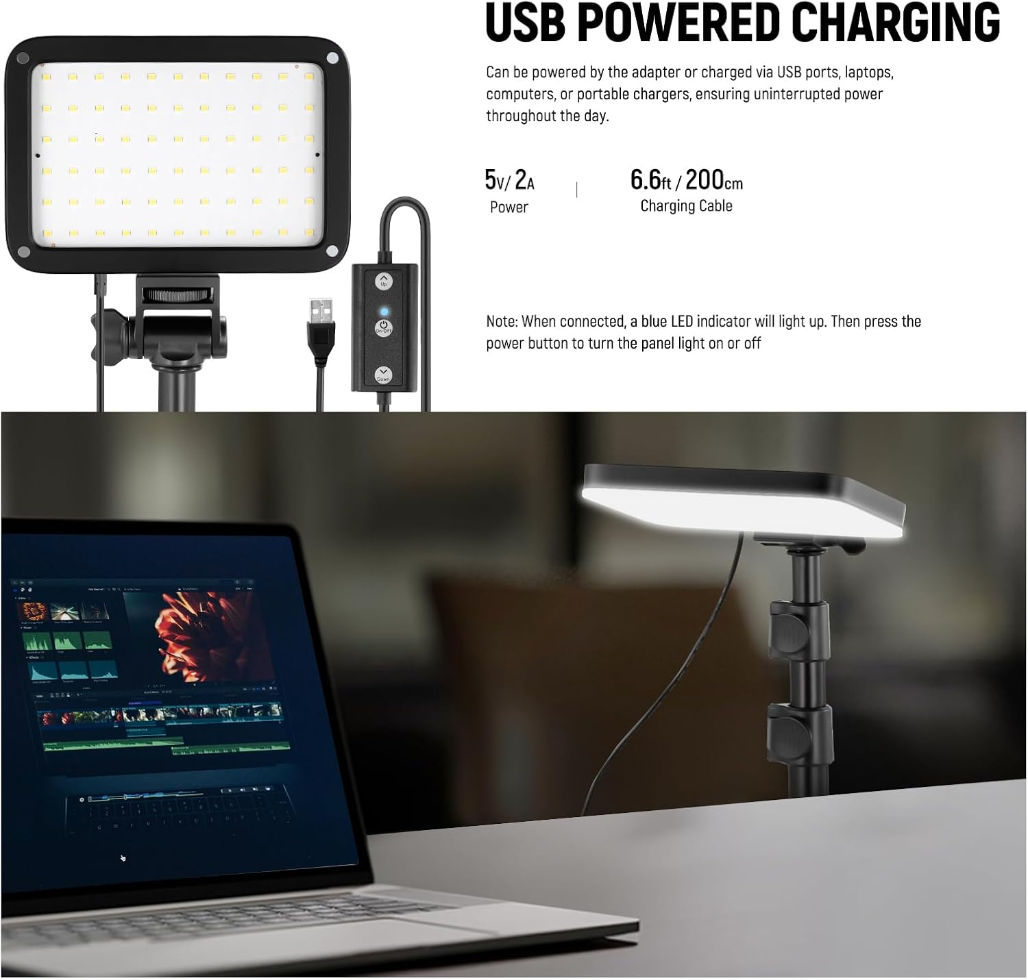 NEEWER Basics Studio Panel Key Lighting Kit, 2 Pack Bi Color LED Video Light with Tripod Stands & Filters, Dimmable Portable 3200K-5600K CRI95 750Lux for Photography Recording Streaming Podcast, BP66 image number 6