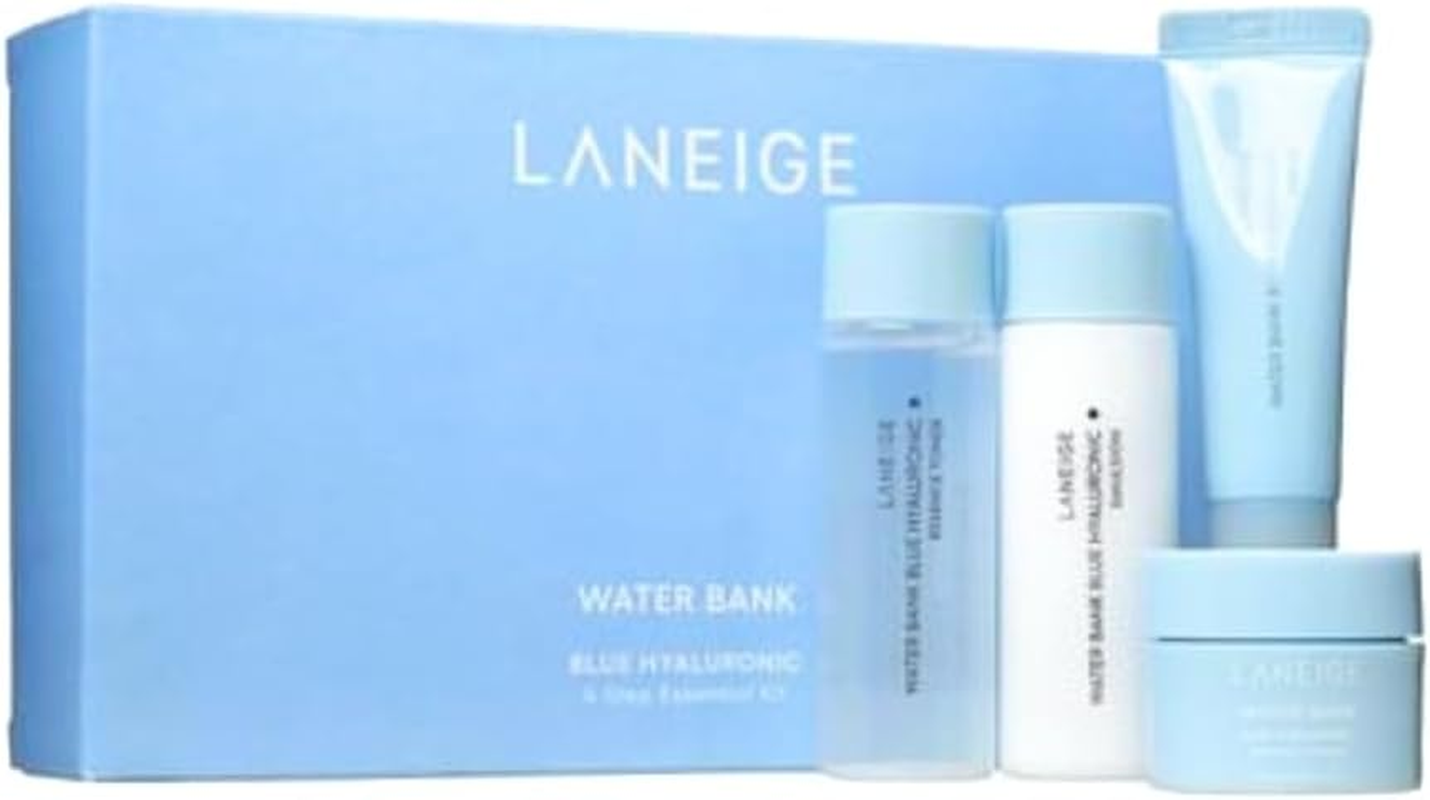 LANEIGE - Water Bank Blue Hyaluronic 4-Step Essential Kit for Normal to Dry Skin. Toner 25Ml, Emulsion 25Ml, Serum 10Ml, Moisture Cream 10Ml. Korean Gift Set. image number 1