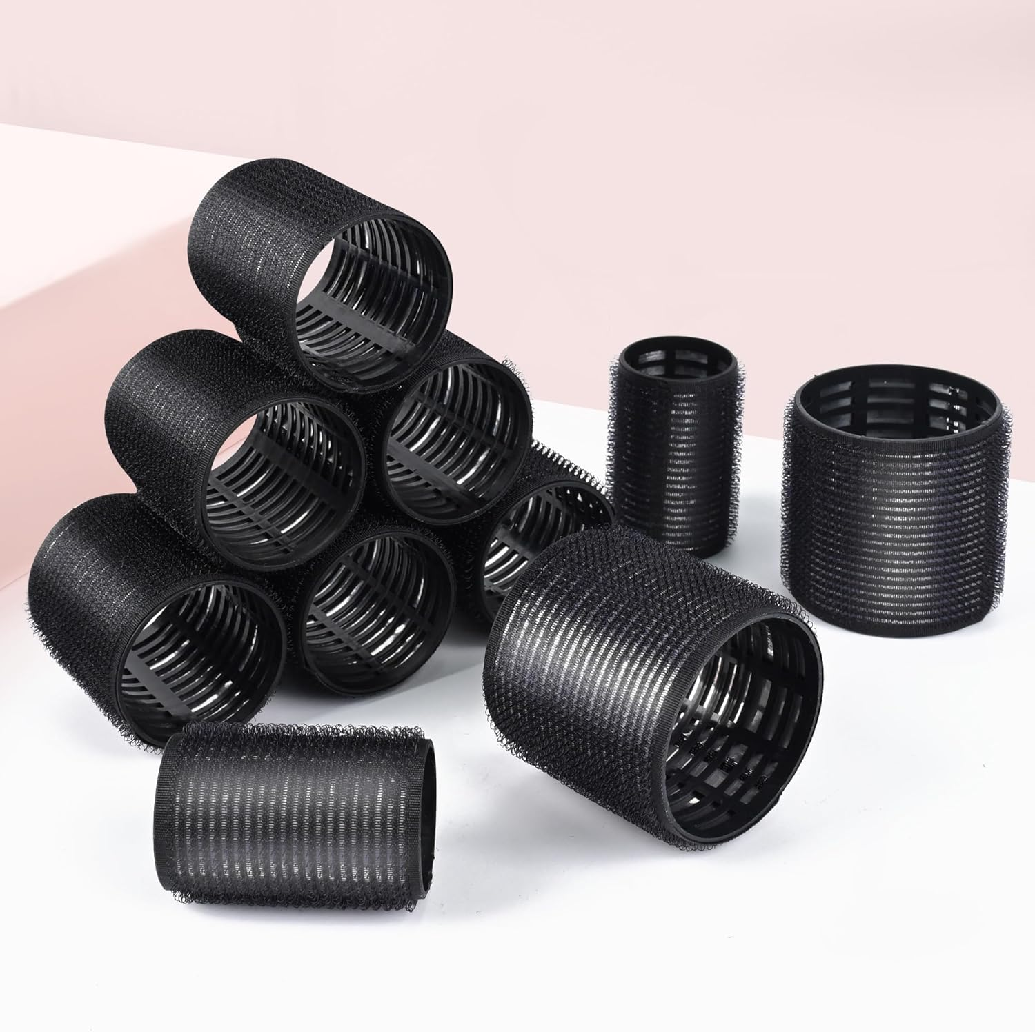 Wetore 26 Pcs Ceramic Thermal Hair Rollers Set,Hair Curlers for Blowout Look Long Medium Short Hair,Jumbo Self Grip Hair Rollers with Clips for Women(18 Rollers + 8 Stainless Steel Clips Black) image number 4