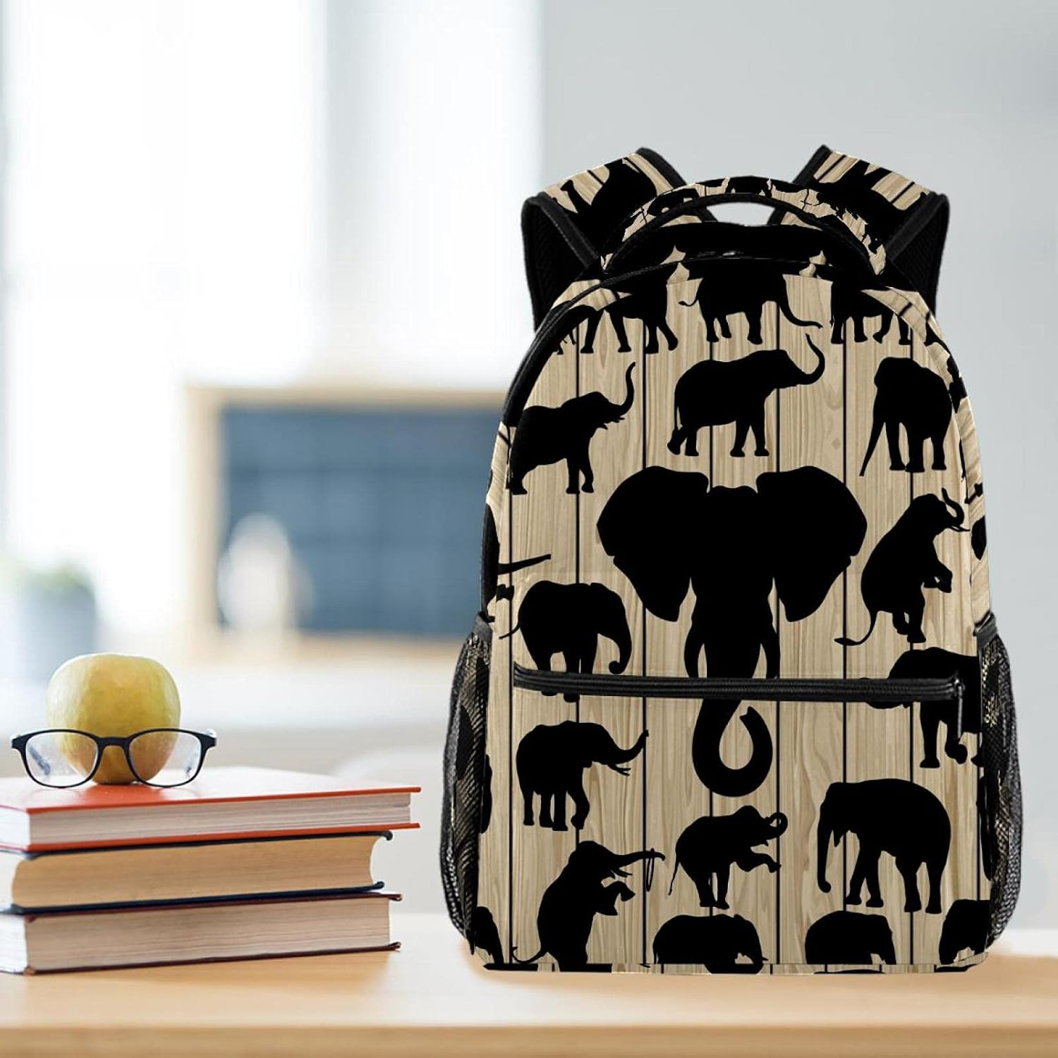 Elephant Silhouette Clipart Backpack Students Shoulder Bags Travel Bag College School Tote Backpacks image number 2