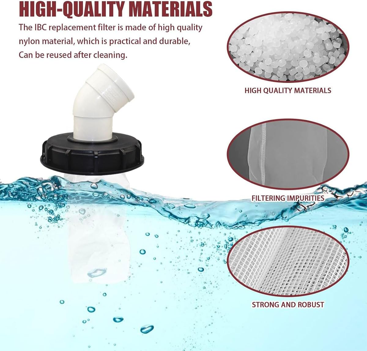 AIMALL IBC Tank Barrel Filter Cap 2.9 Inch DN75 Cover with Nylon Mesh for 163Mm DN110 DN150 Plastic Drums PE PVC Compatible Dustproof Liquid Impurity Filtration image number 2